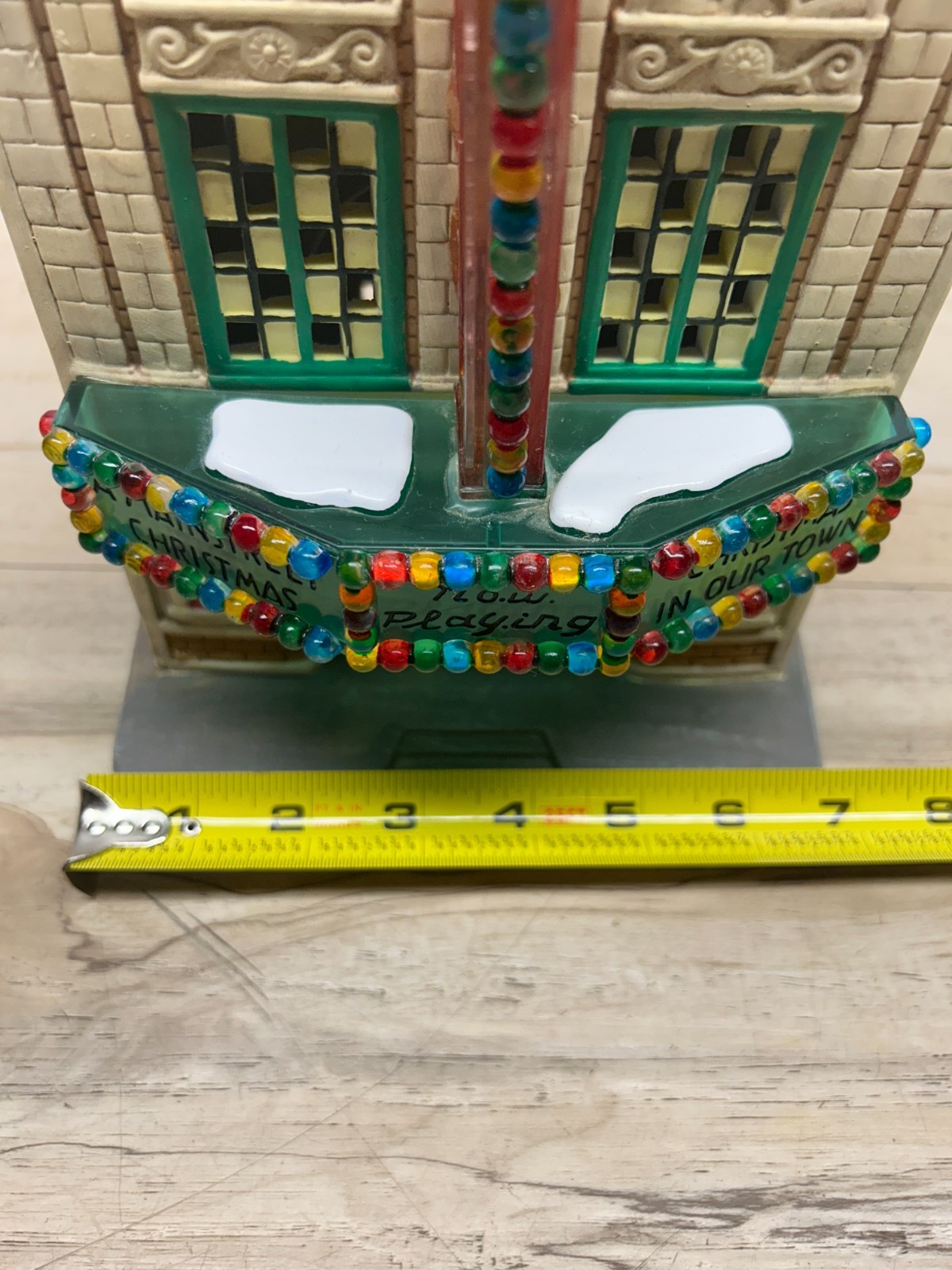 2005 Holiday Time Snow Village Ceramic Retro Theater With Color Changing Marquee