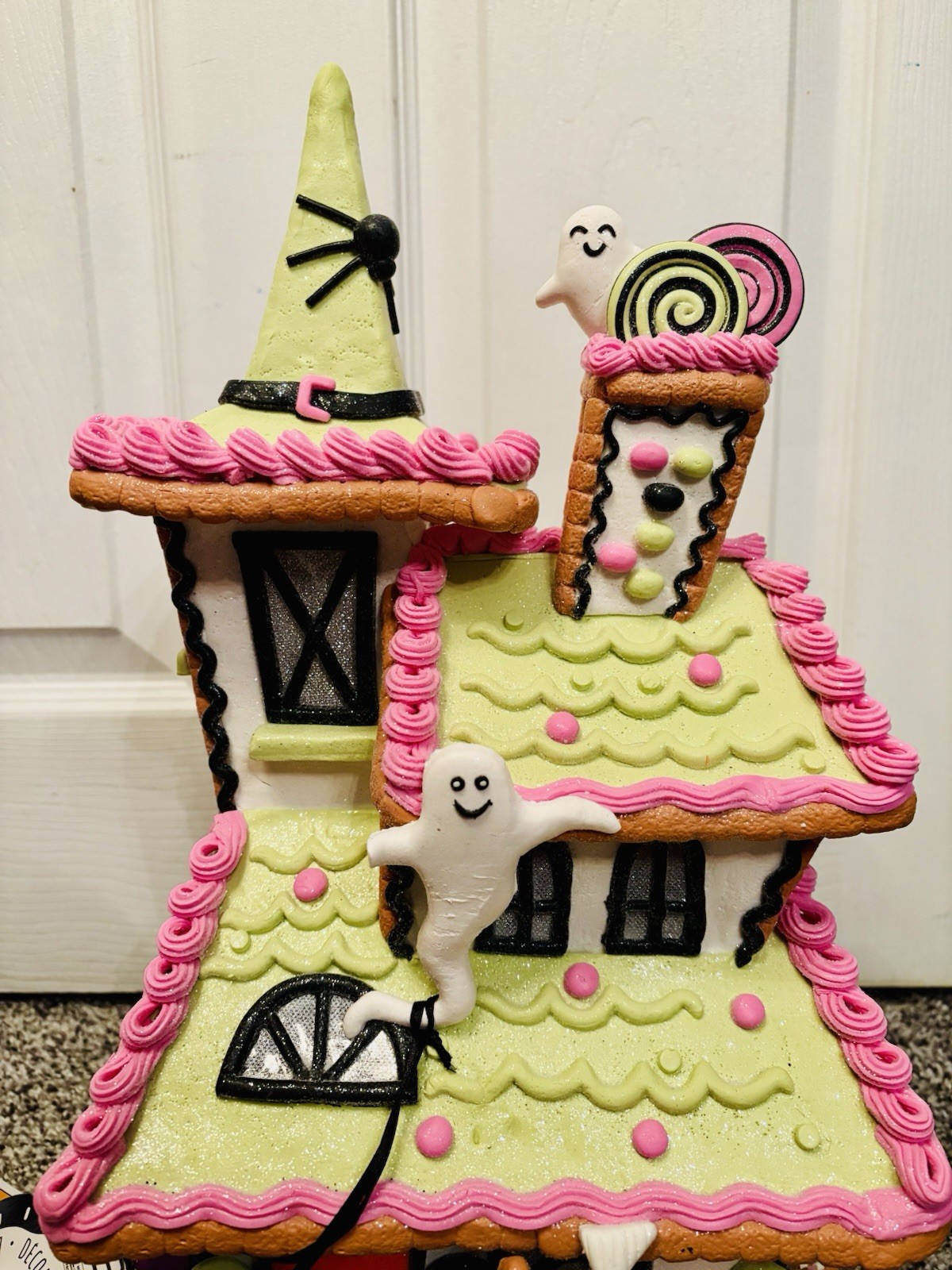 Large 16” Halloween Gingerbread Haunted House Witch Ghost Light Up Decoration