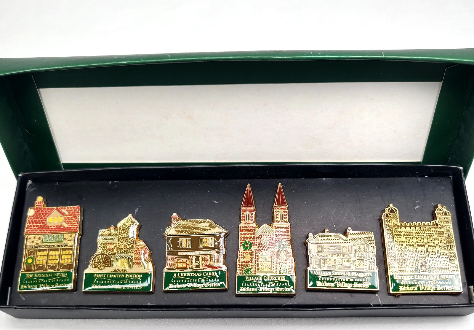 Department 56 Dickens Village Series 20th Anniversary 6 Collectable Pins 2003