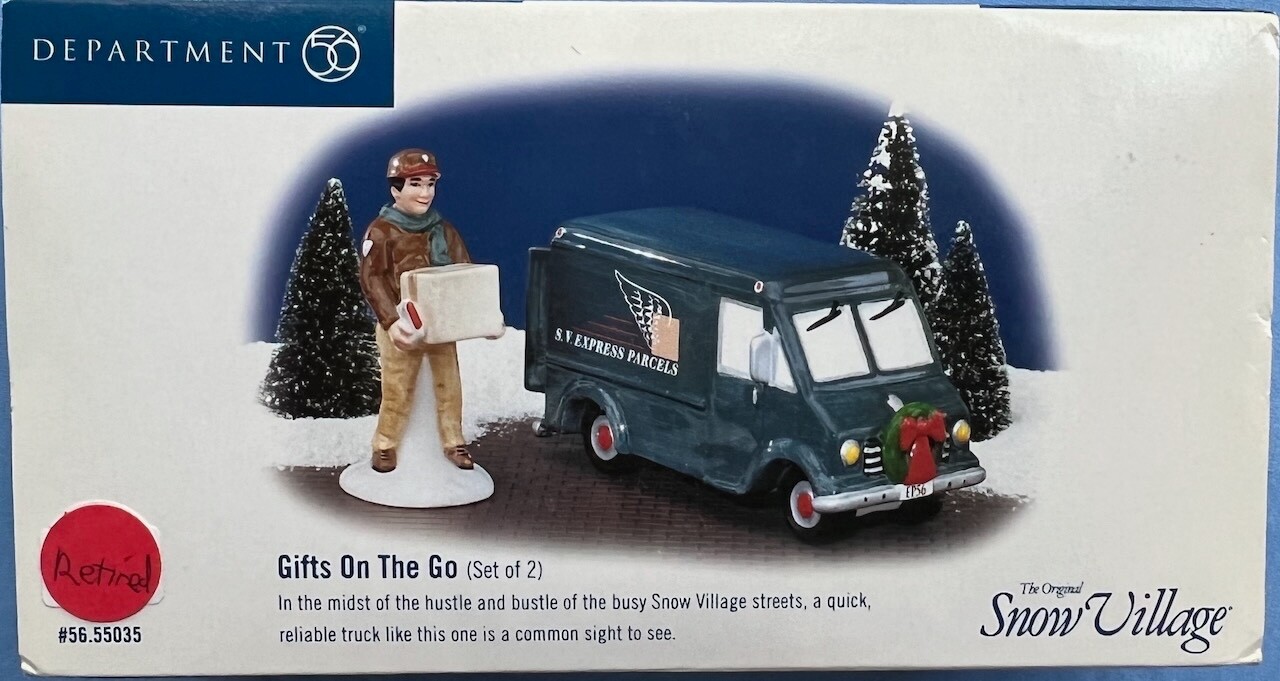 Department 56 Snow Village 2 Pcs: Gifts on the Go Delivery Van #55035 NEW in Box