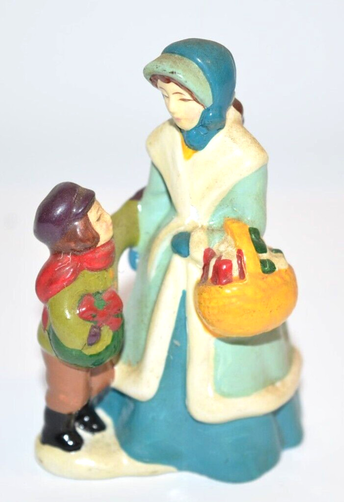 Vtg AVON 1982 McConnell’s Corners Shopper Boy & Woman Figure Village Christmas