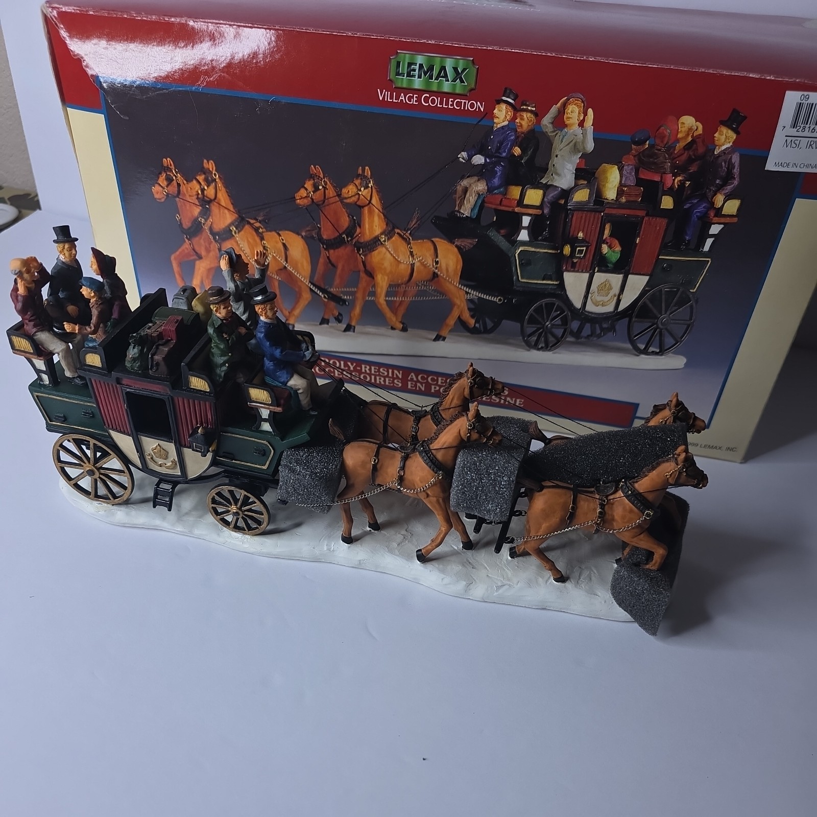 1999 Lemax Village Collection Stagecoach Poly Resin Christmas Train decoration