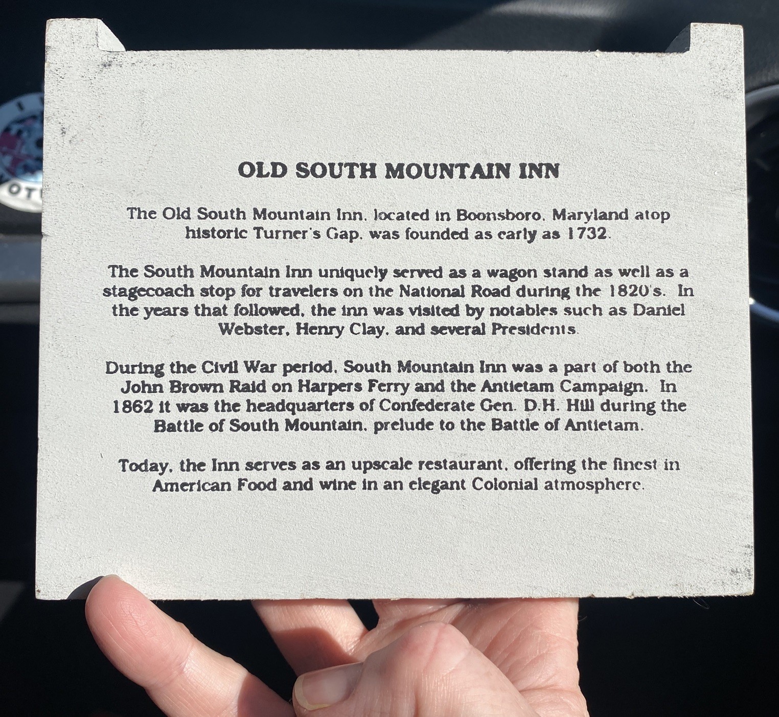 MY HOME TOWNE OLD SOUTH MOUNTAIN INN WOOD SHELF SITTER LIMITED EDITION 338/500