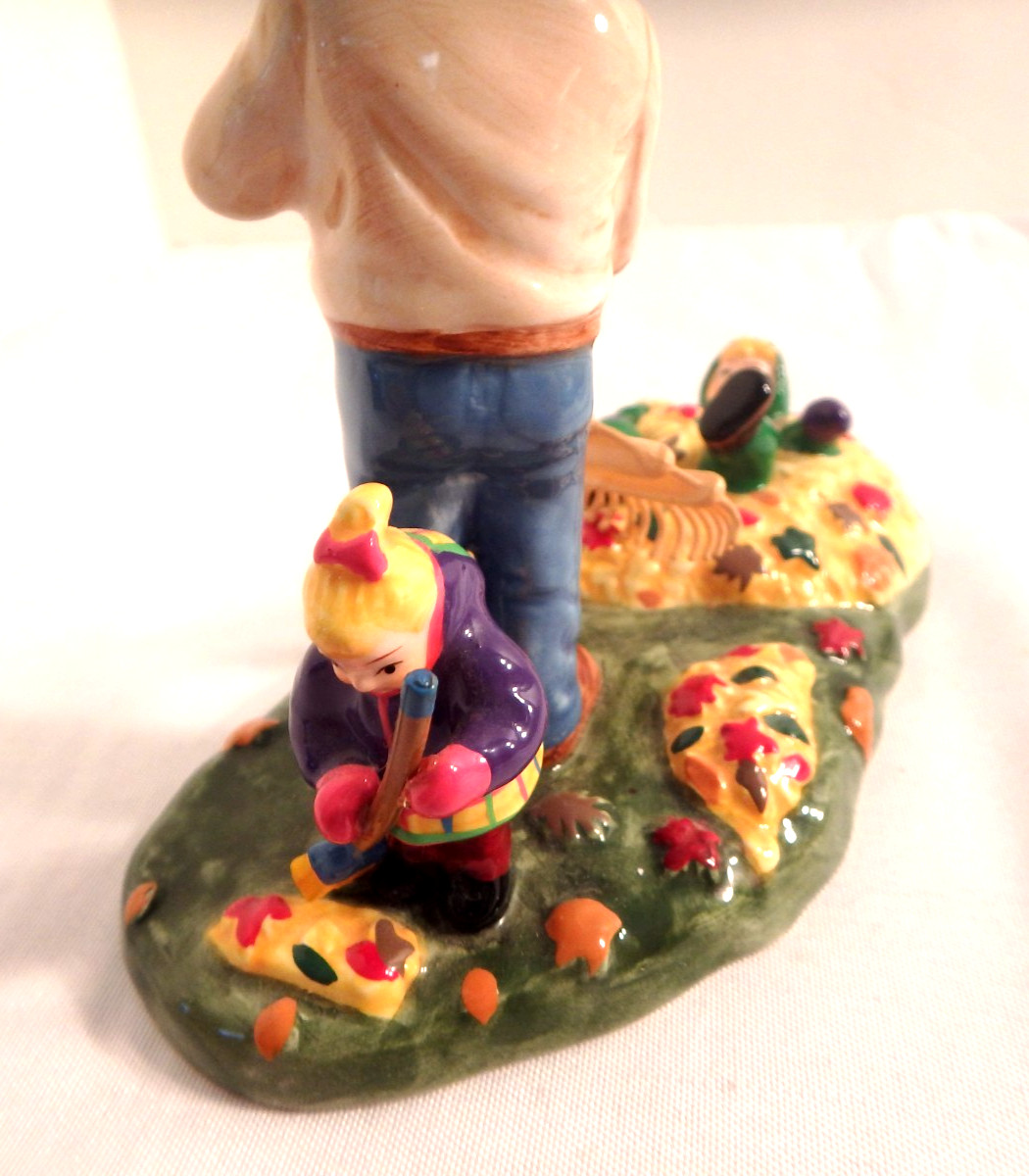 Dept 56 Preparing for Halloween #54982, Raking Leaves, Ceramic