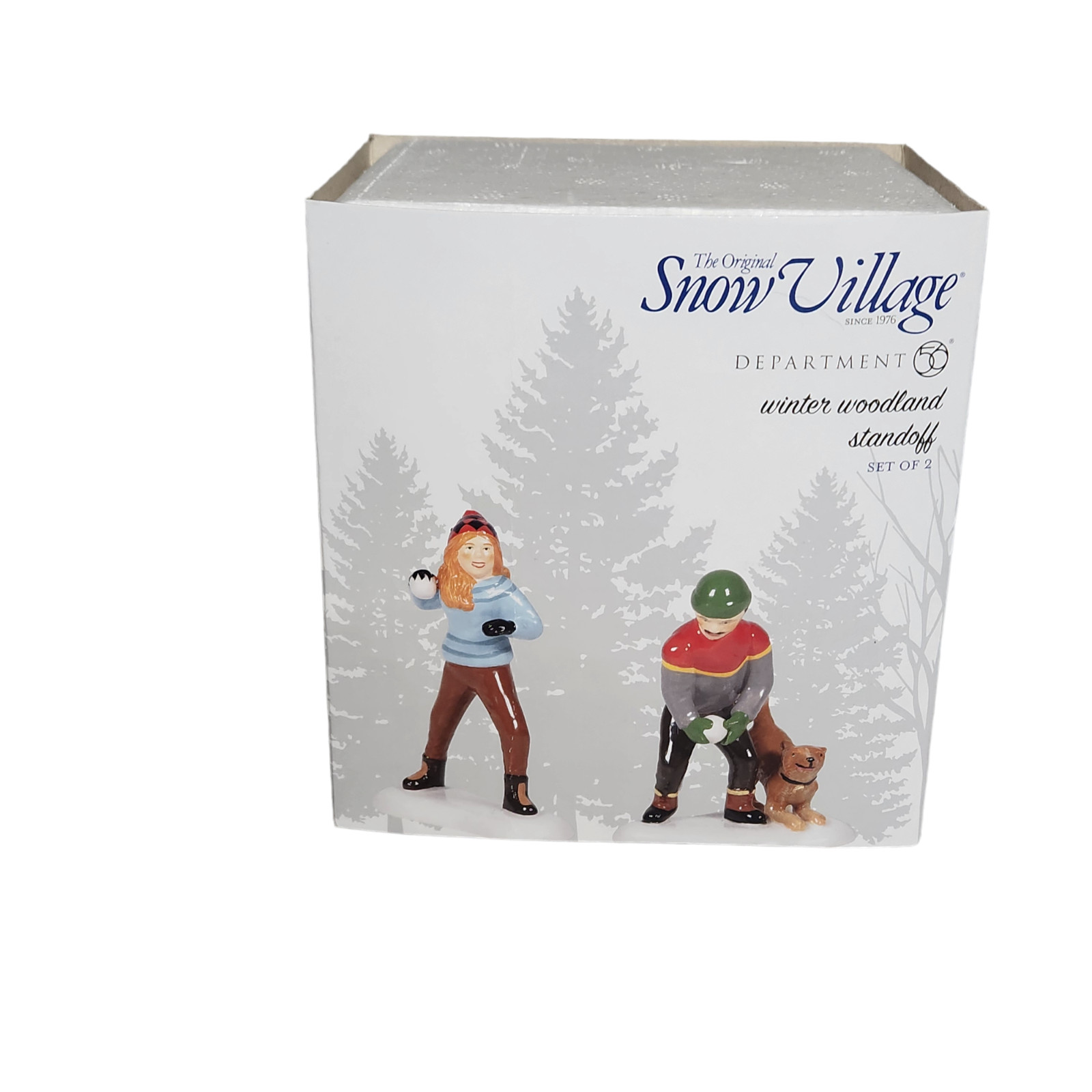 Department 56 Snow Village Winter Woodland Standoff Set of 2 IOB 6005468