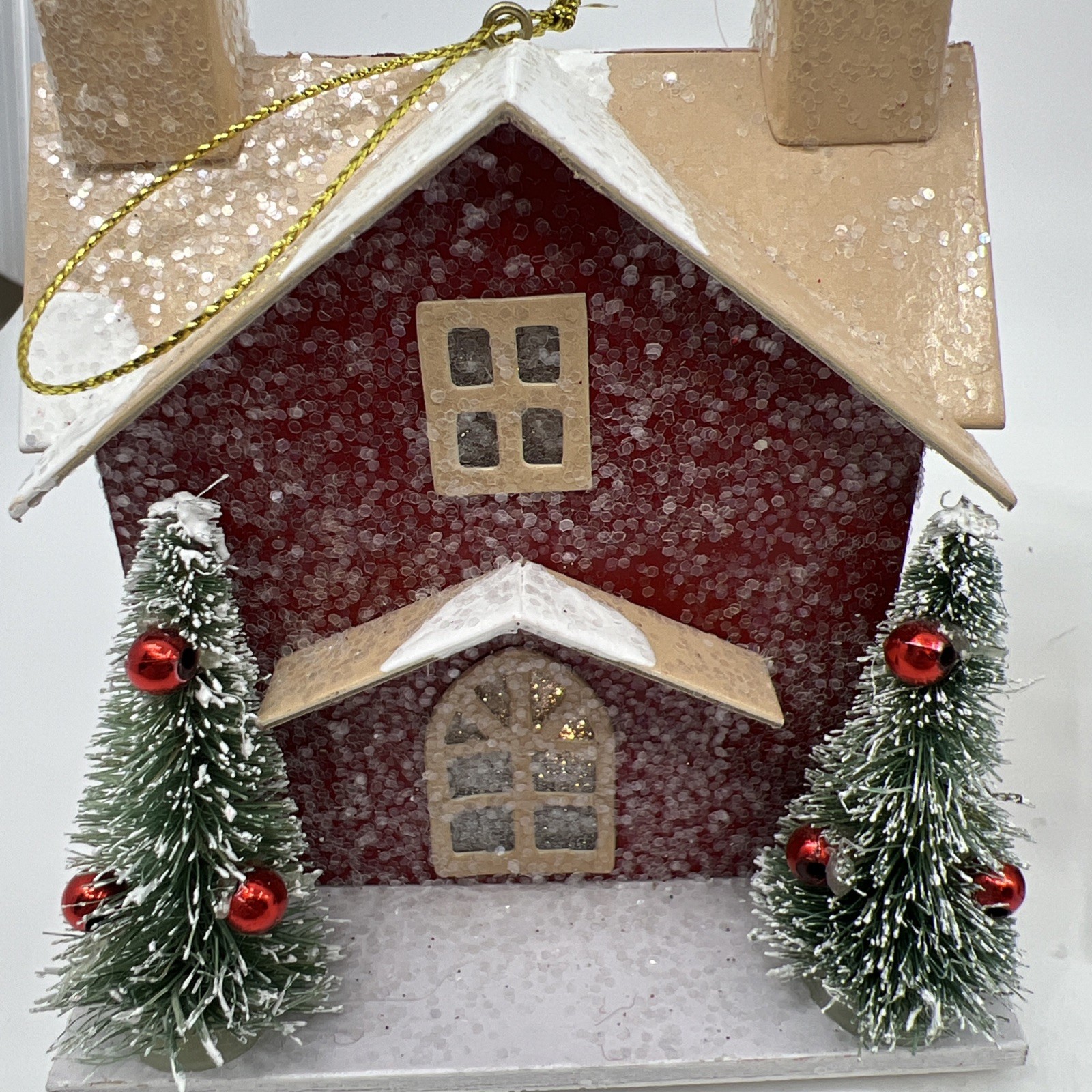 3 LED Paper Glitter House Red Christmas Village 2 2013 Target & 1 Jo-Ann Working