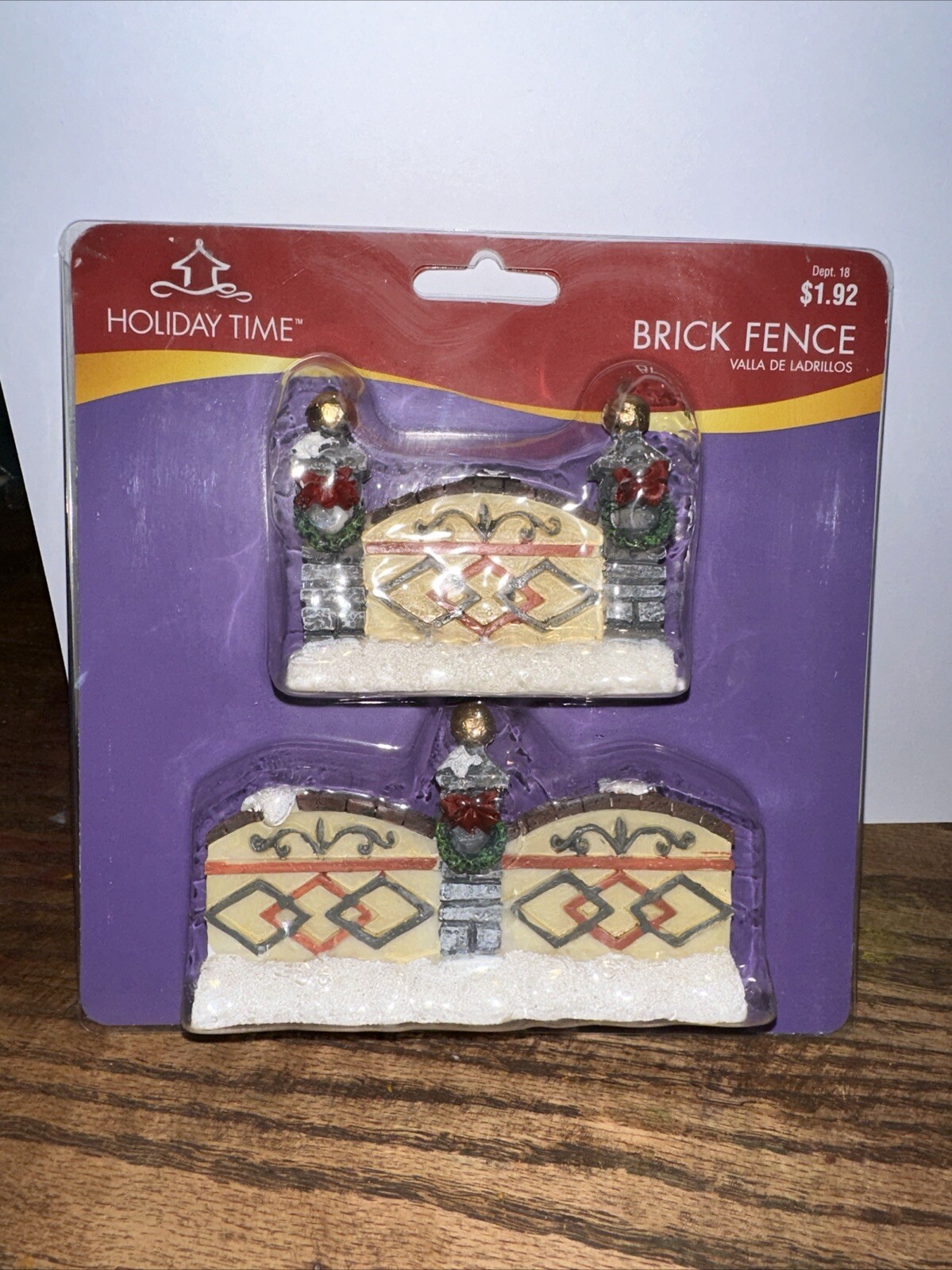 Holiday Time Christmas Village Brick Fence Set of 2