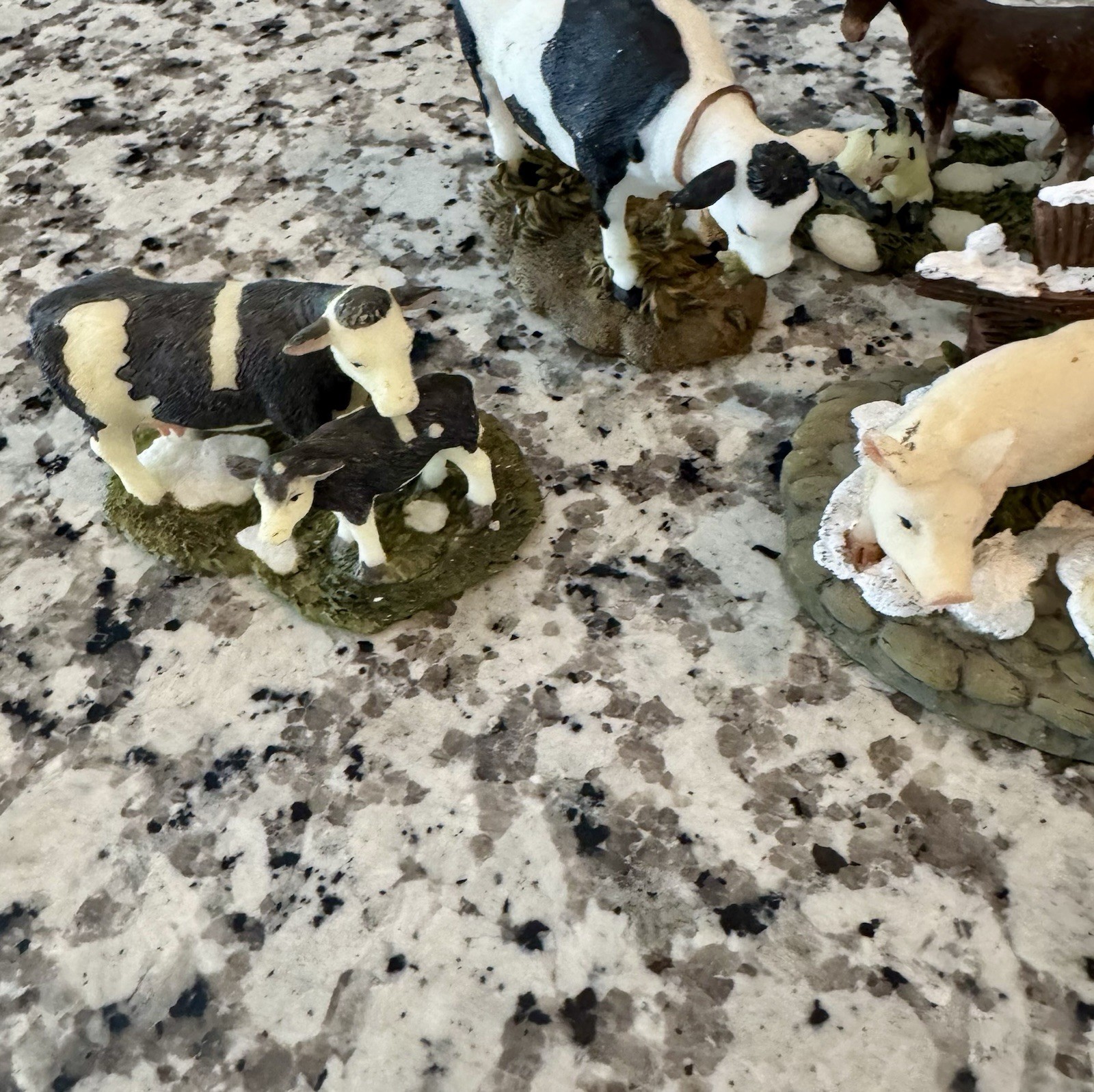 Lot Of O’WELL Village Figurines Farm Animals, Swing, Cart, Christmas Theme