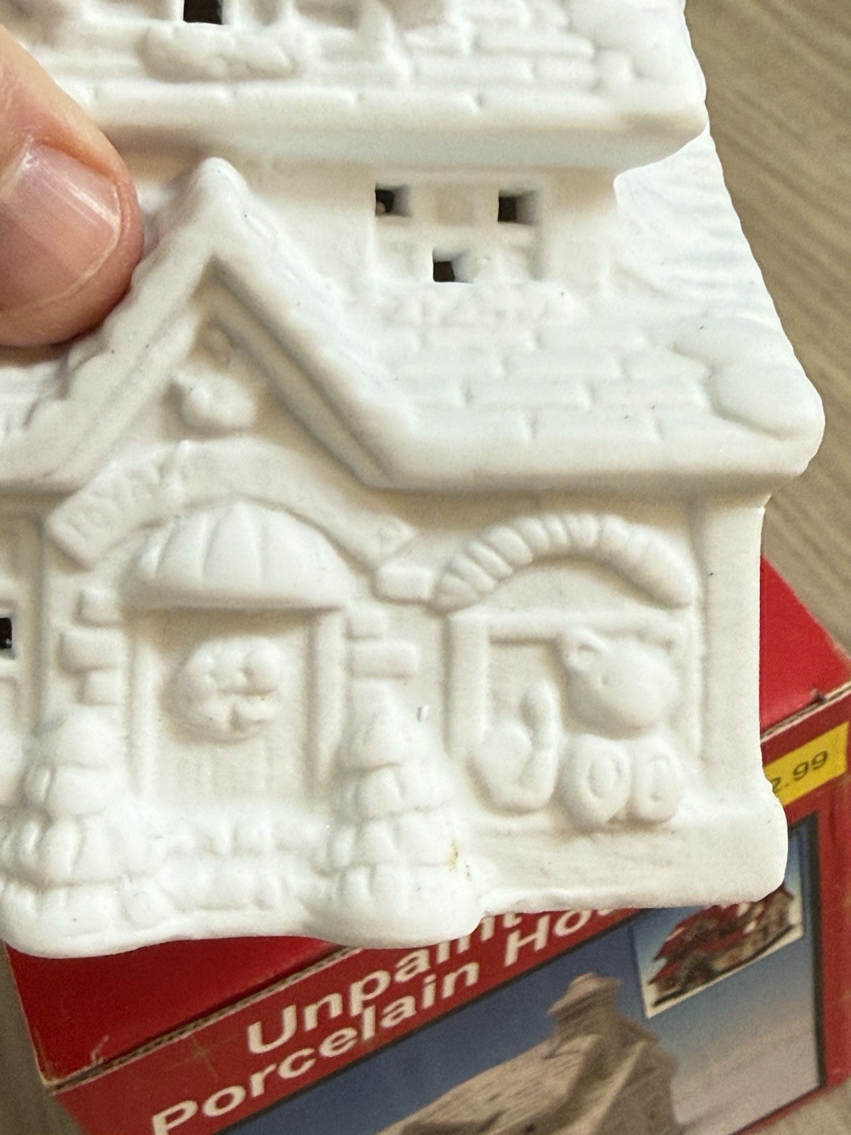Vintage NOS 90s Porcelain House Village Christmas Ready To Paint Toy Shop
