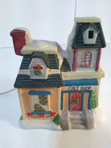 Vintage Share The Joy Our Town Collection Christmas Village Caldor Quilt Shop