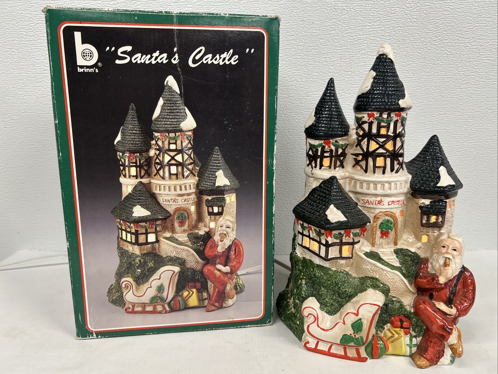 Brinn’s Ceramic Village Collection “Santa’s Castle” Nite Lite Tested Good 1987