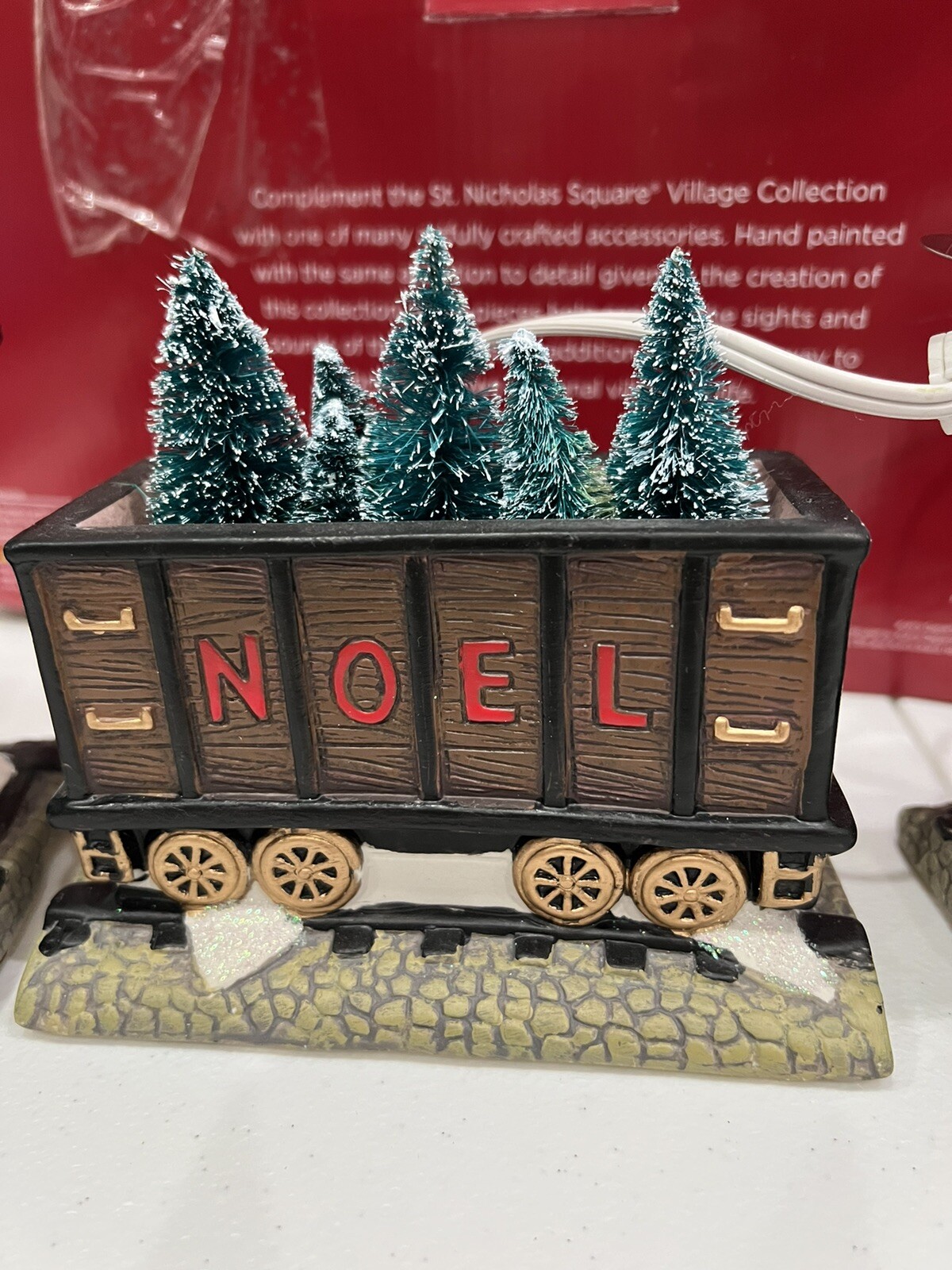 St. Nicholas Square Village Collection Set of 3 Train Set Illuminated With Box