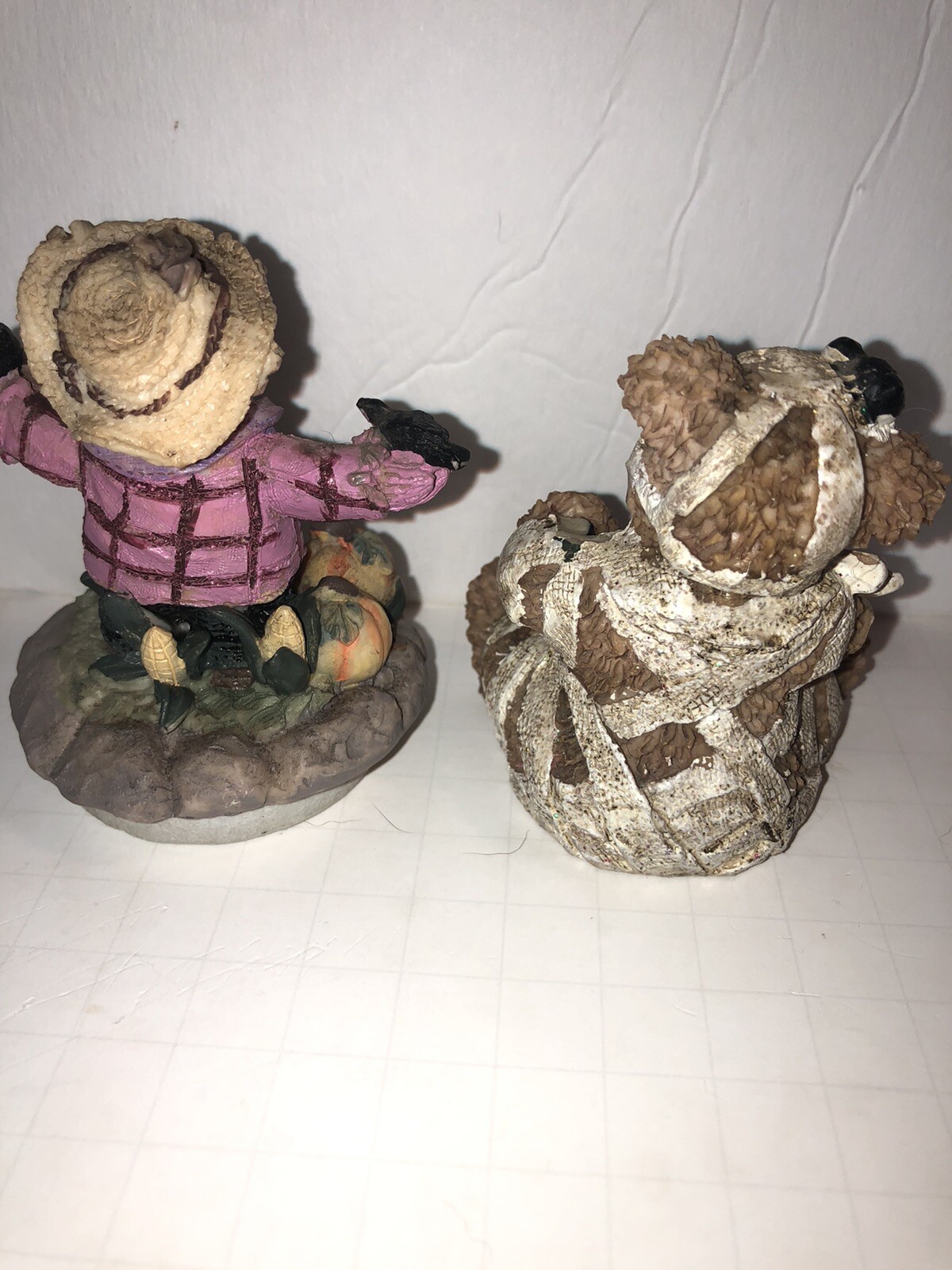 Vintage Bear With Pumpkin Collection Halloween Figurines Lot Of 2 Fun Fall Decor