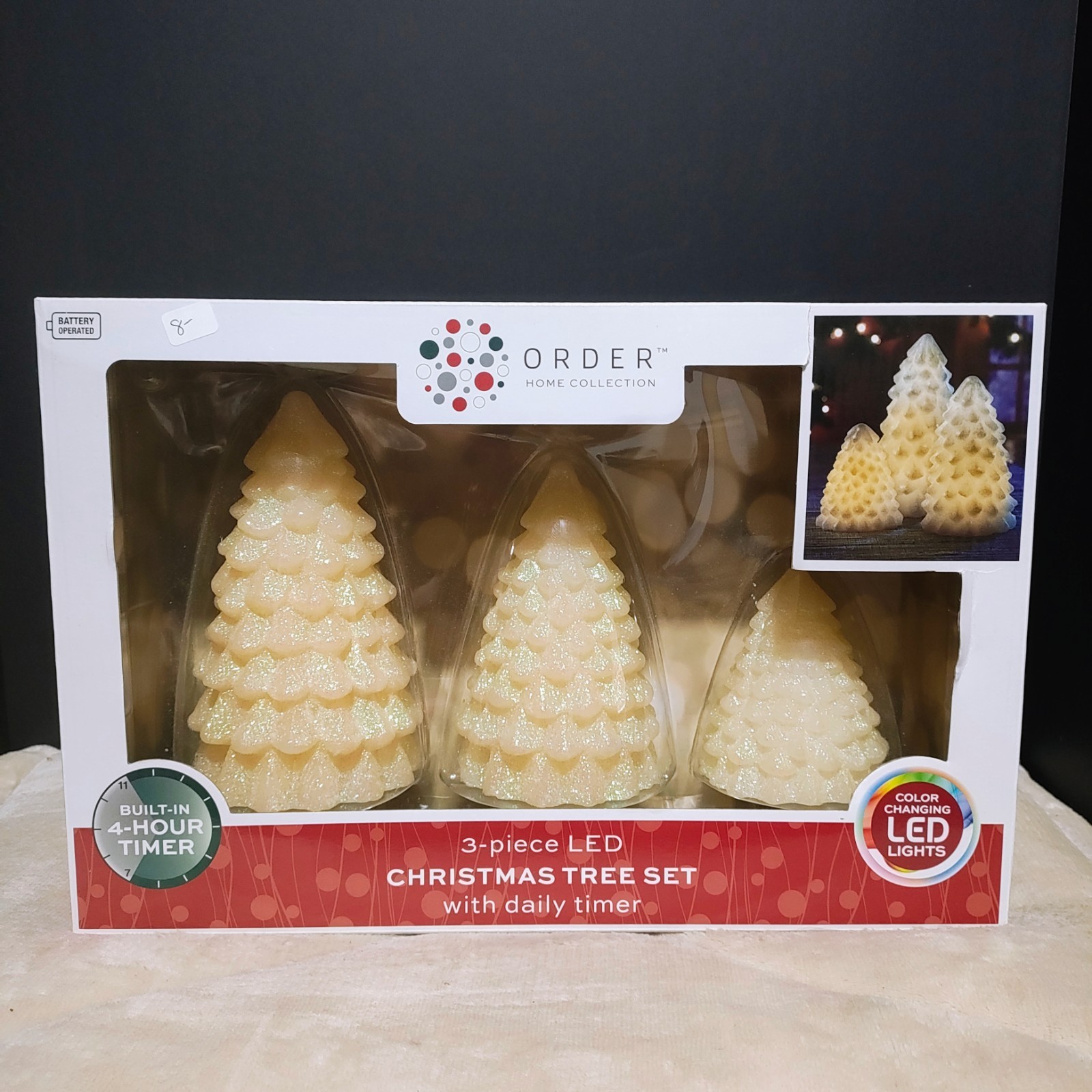 ORDER Home Collection 3-Piece LED Christmas Tree Set w/Daily Timer NEW