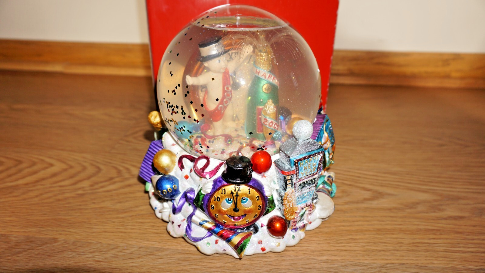 Christopher Radko Millennium 2000 New Year’s Glitter Musical Snow Globe OPEN BOX
