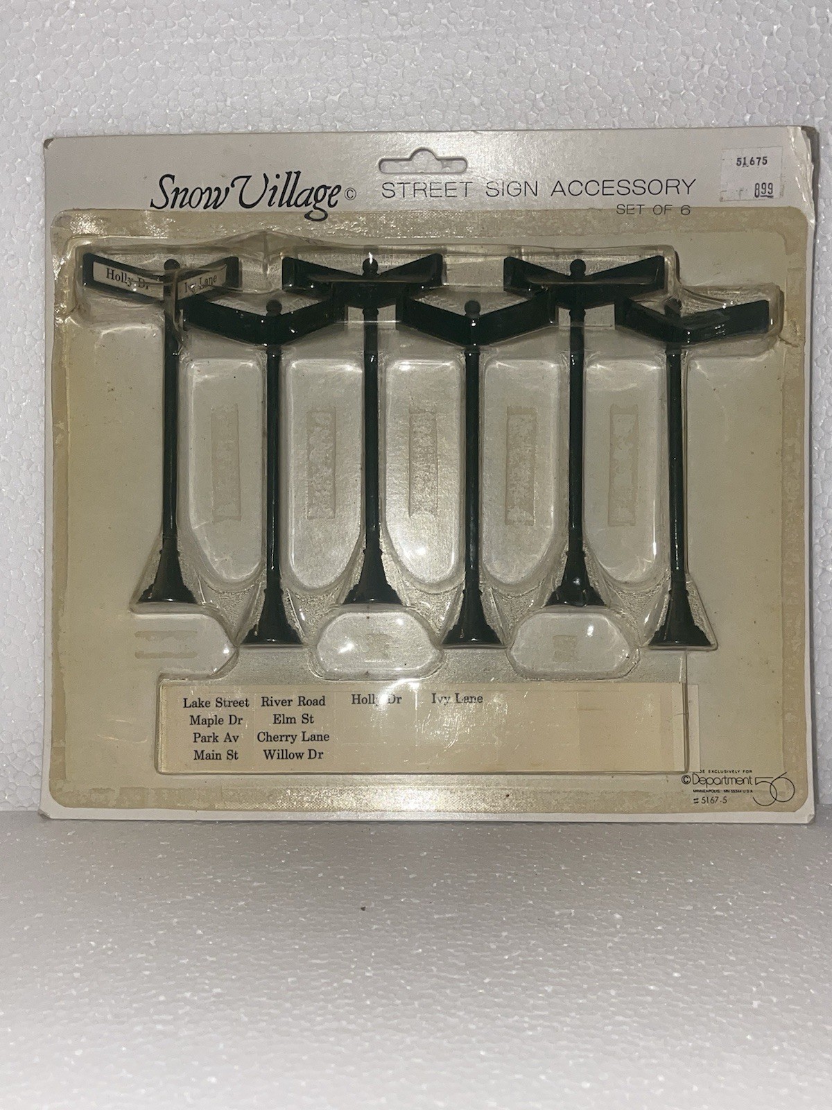 DEPT 56 ORIGINAL SNOW VILLAGE ACCESSORY “STREET SIGNS” #5167-5 SET/6 BRAND NEW