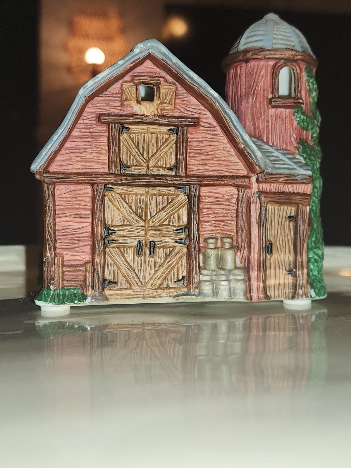 Vintage Home Town America Christmas 1995 Red Barn with Silo Porcelain Holiday Vi