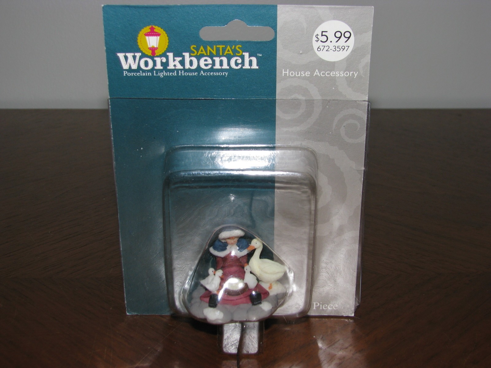 Santa’s Workbench Girl with Ducks Figure Accessory for Christmas Village