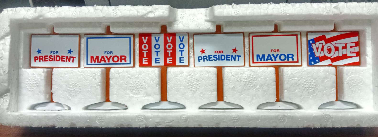 Department 56 Snow Village Election Yard Signs Set of 6 VG