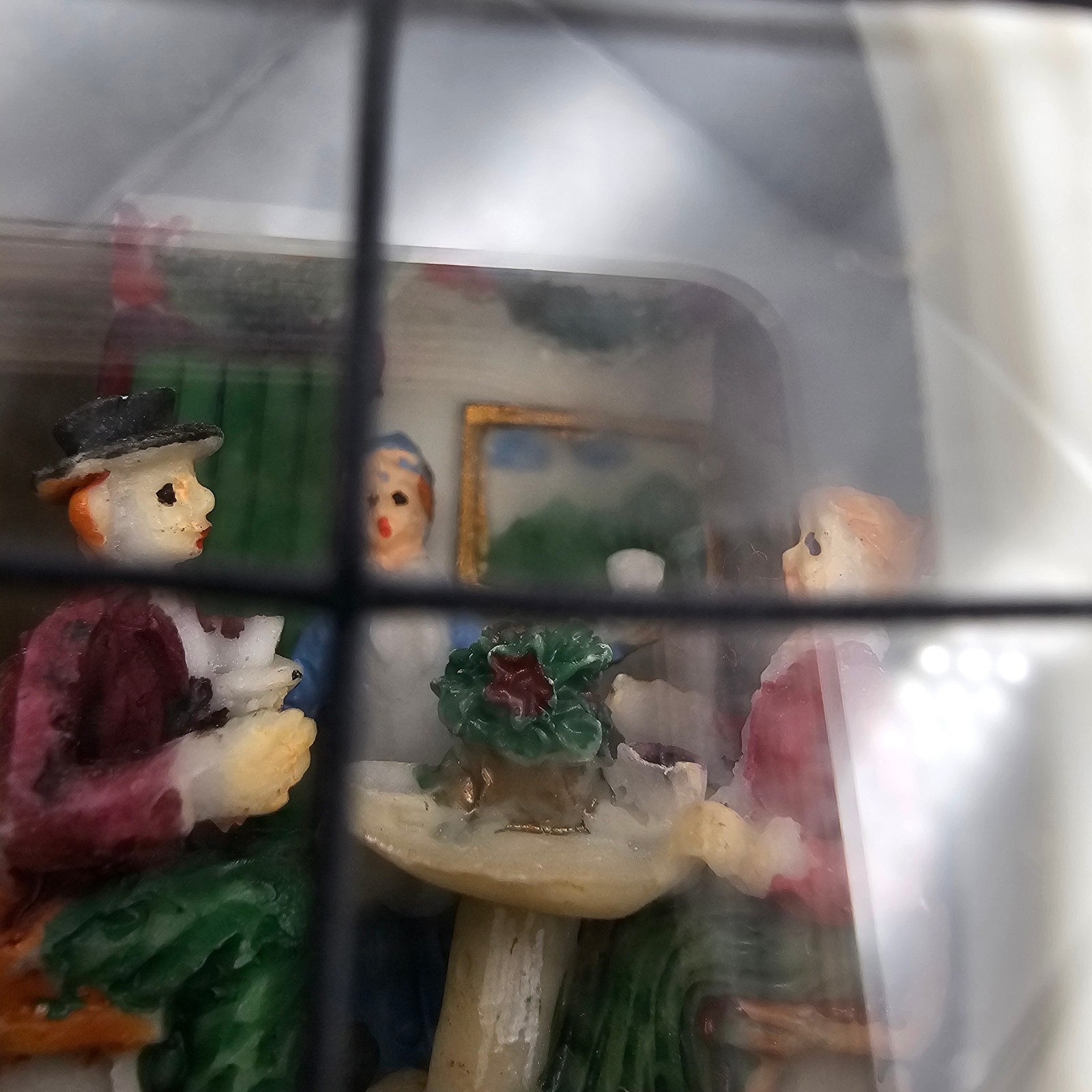 Christmas Village Building Tudor Style Coffee Shop Cafe with Interior View