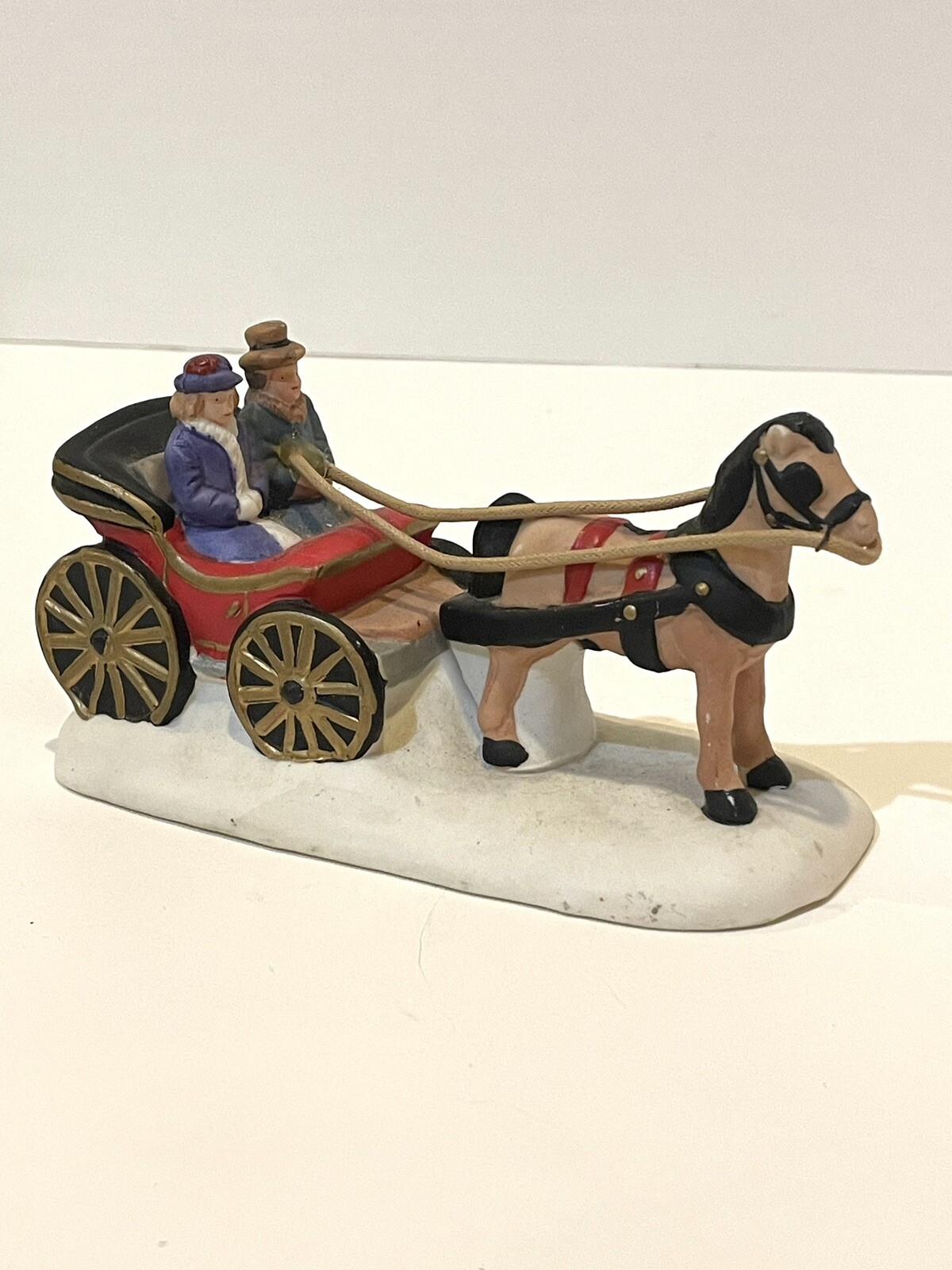 Carriage Ride Figurine, Vintage 1996, Horse Drawn, Christmas Village Decoration