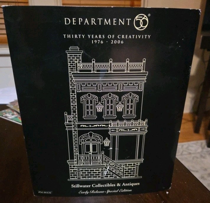 RARE Dept 56 Stillwater Collectibles Antiques 30 YR Special Ed. Complete &Works