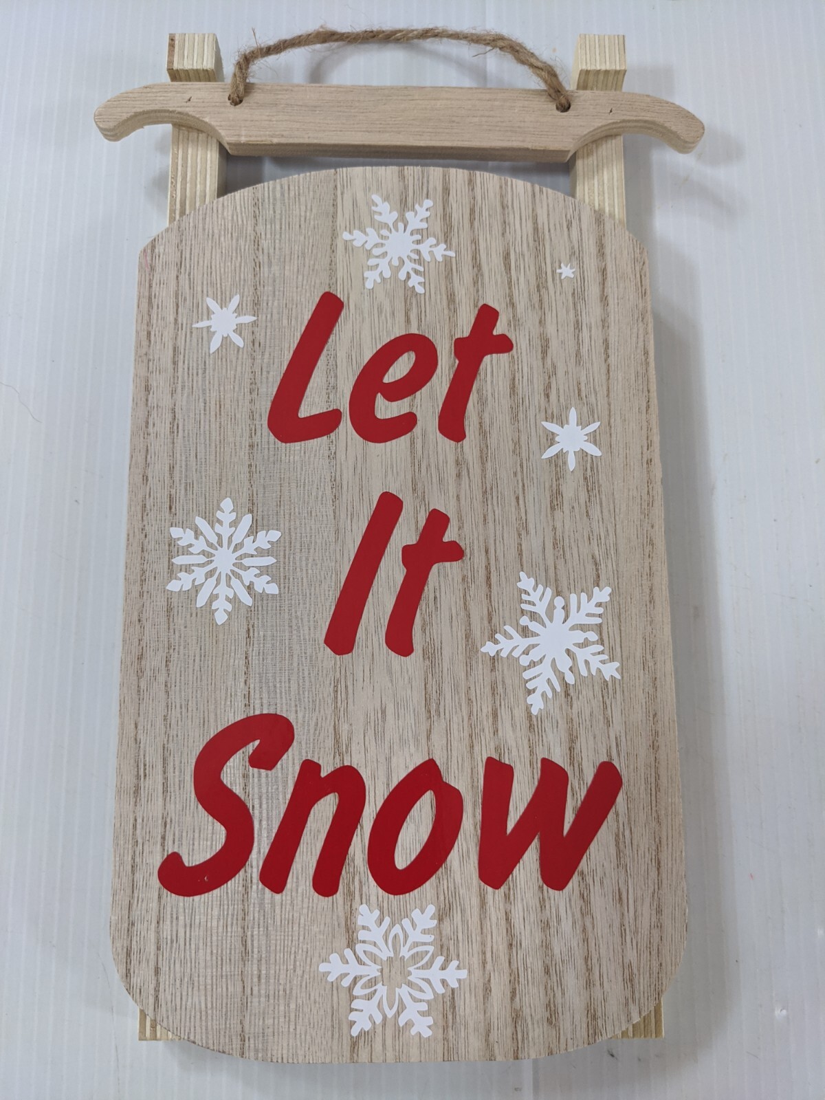 Let it Snow Sleigh Sled Wooden Decortive Wall Hanging