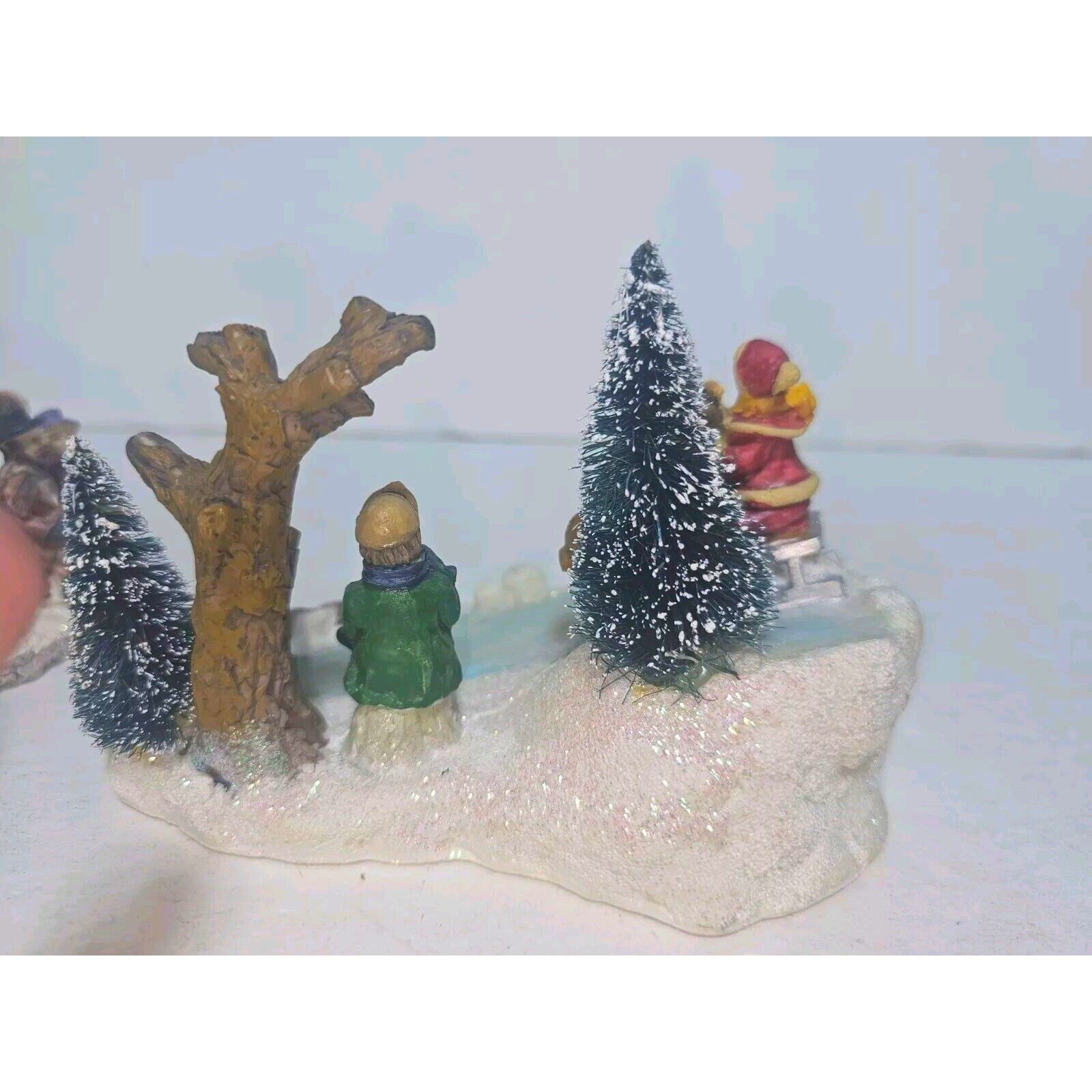 Vintage Christmas Village Water Fountain And Ice Skaters