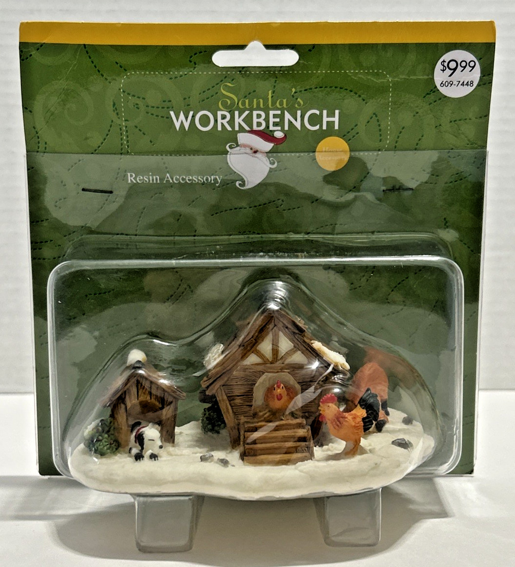 Vintage Santa’s Workbench Collection Accessories Dog Chicken House Fox Scene NEW
