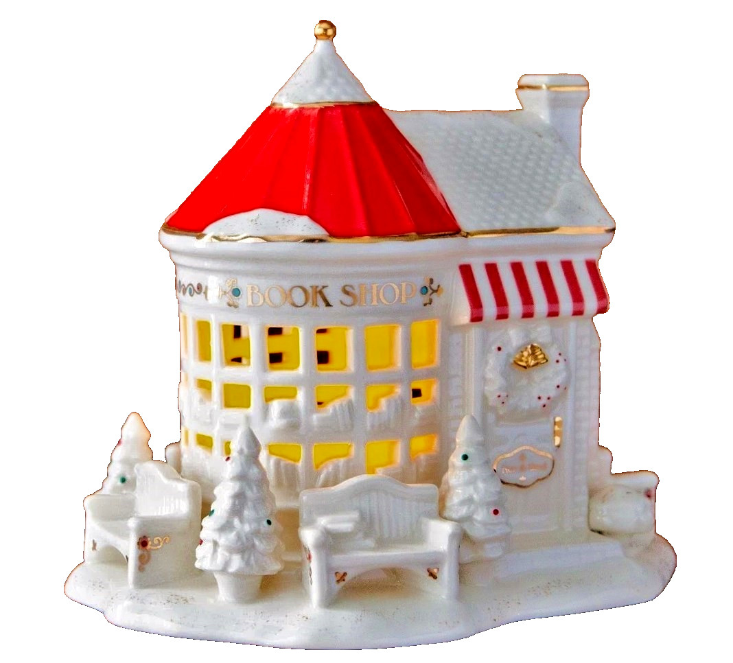 Lenox Mistletoe Park Lit BOOK SHOP Village Treasures Figurine NEW Boxed