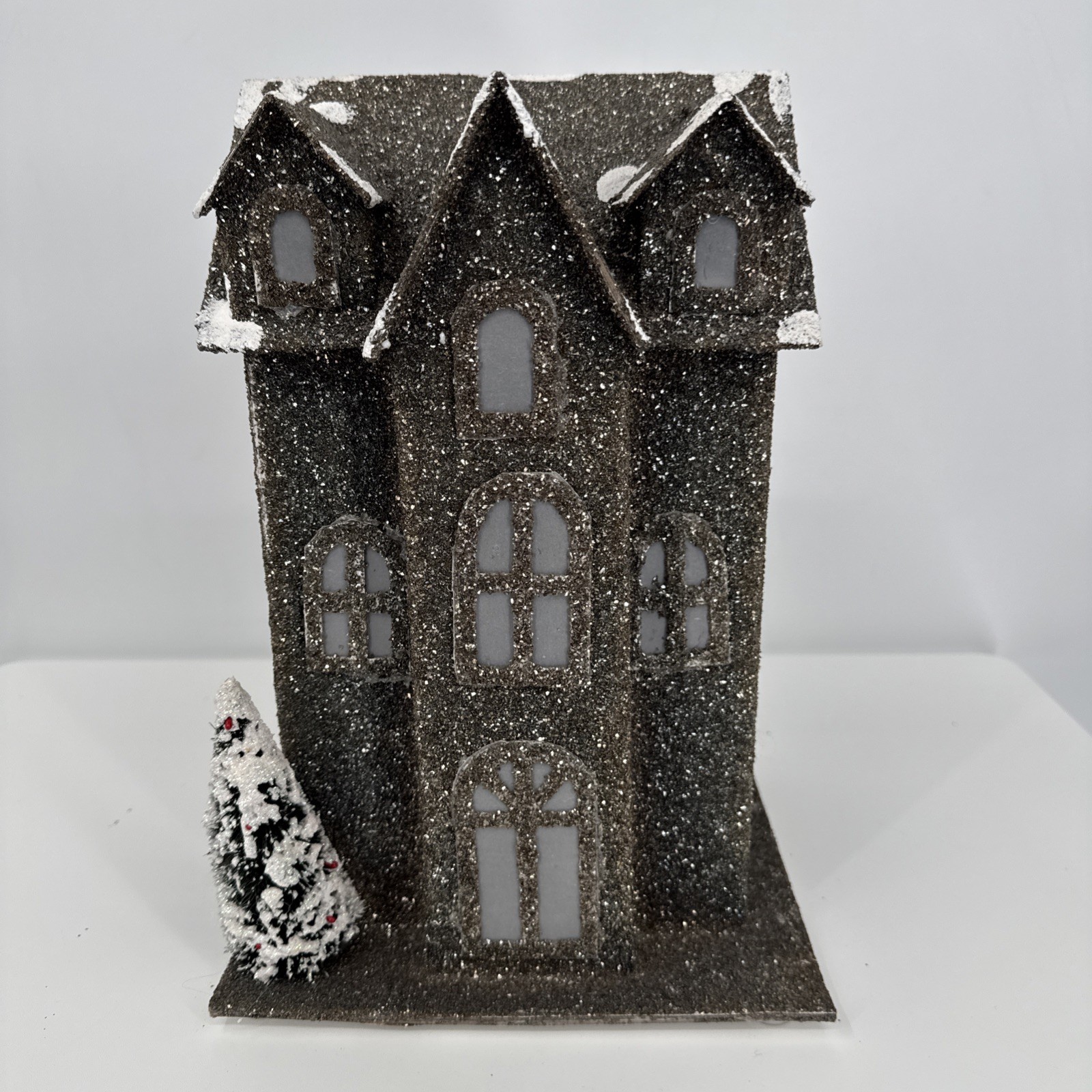 Christmas Cardboard Glitter House Holiday Decor Whimsygoth Glitter Light up