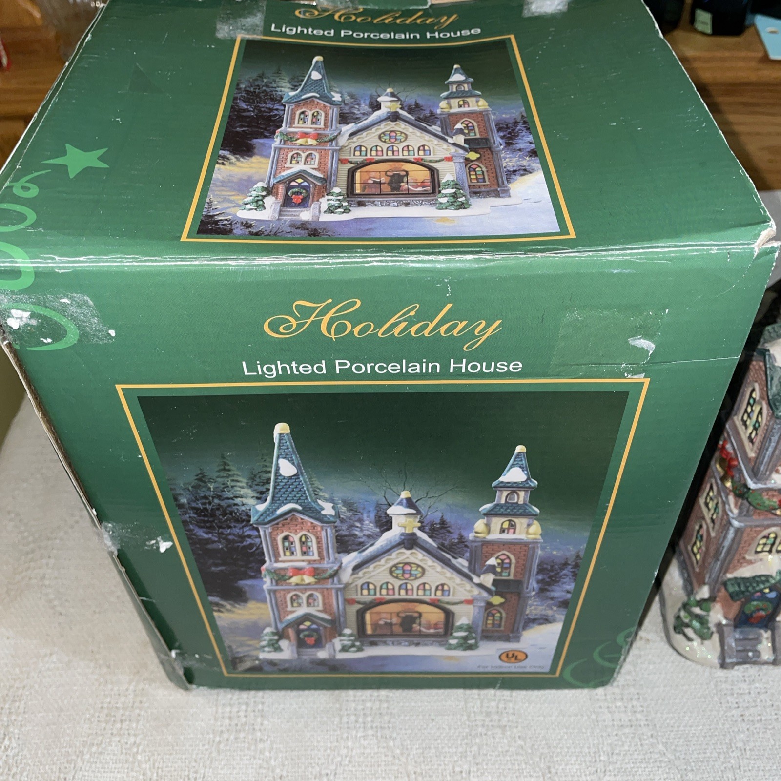 Holiday Lighted Porcelain House Cottage Snow Capped