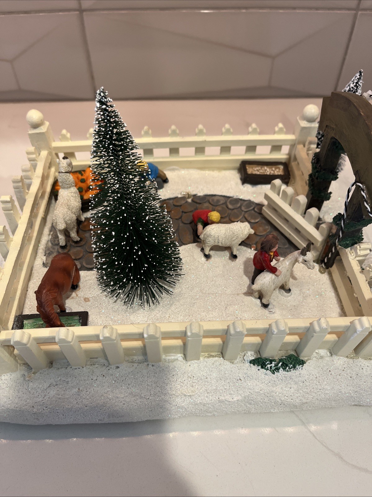 St. Nicholas Square Petting Zoo Illuminated Handpainted Christmas Village 2020