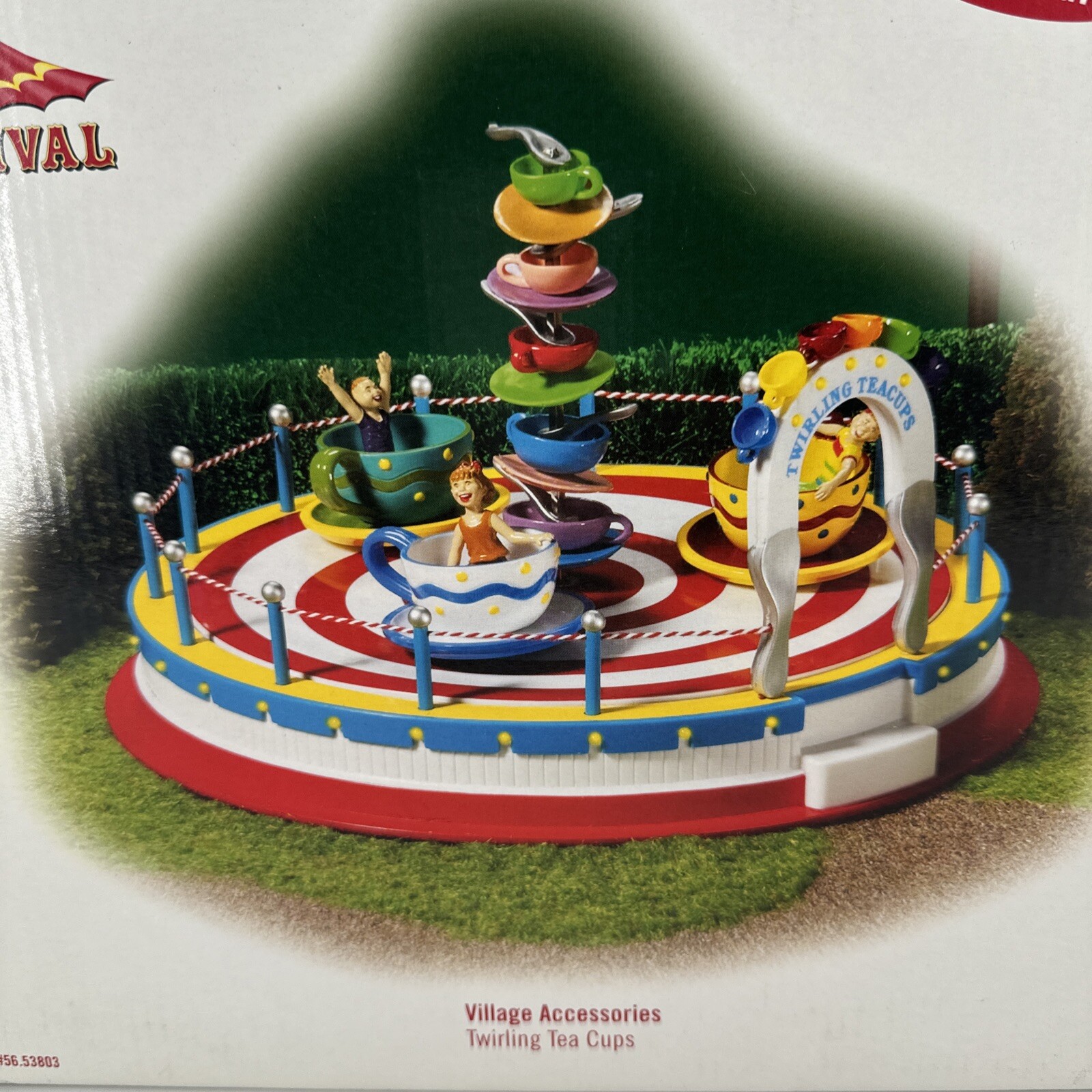 VTG 2004 Department 56 Carnival Twirling Tea Cups Village Accessories #53803 NEW