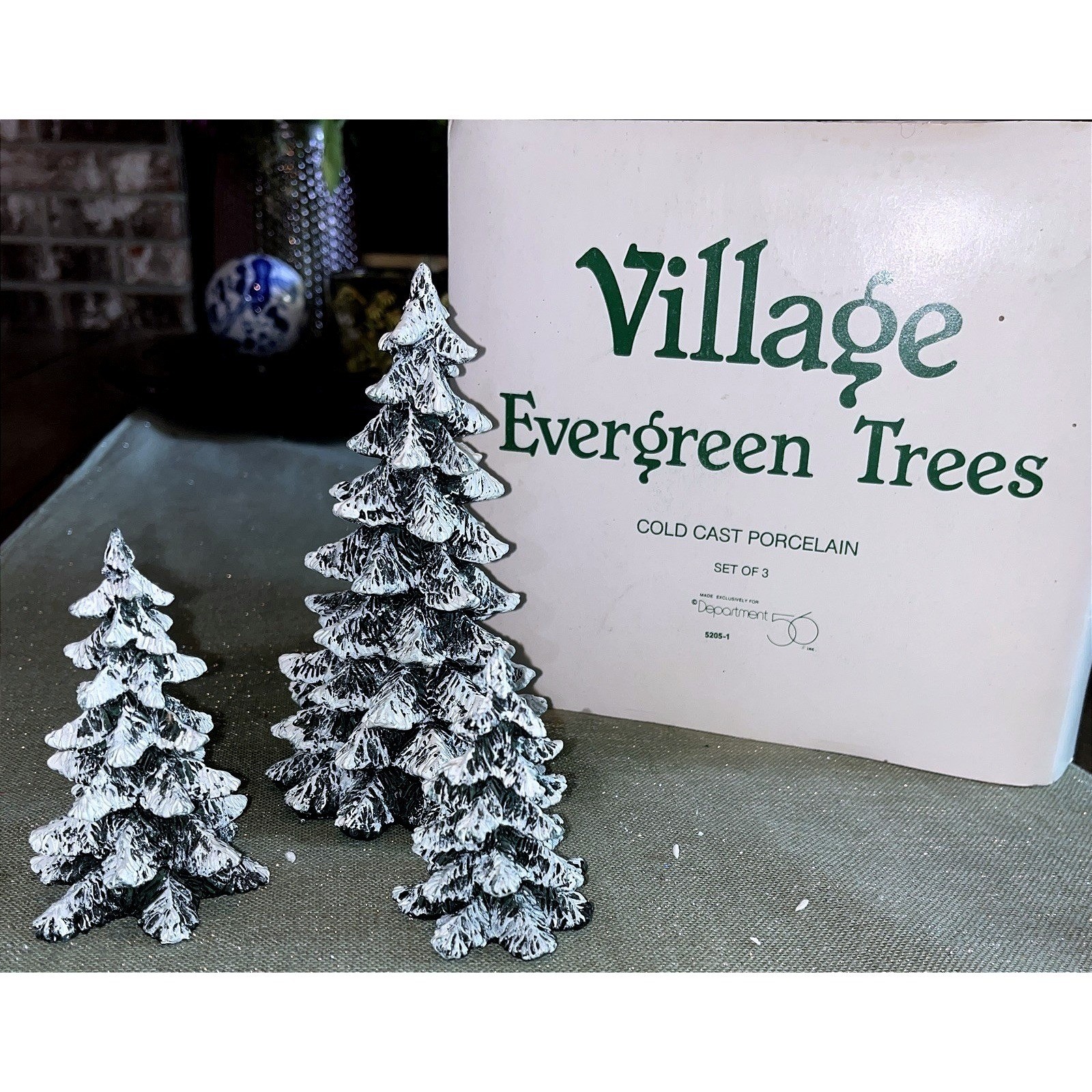 Department 56 Evergreen trees 5205-1 ~ 3 Piece Set Cold Cast Porcelain