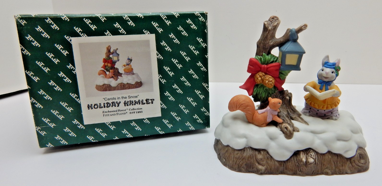 Fitz and Floyd Enchanted Forest Holiday Hamlet Carols in the Snow #19/723 Lights