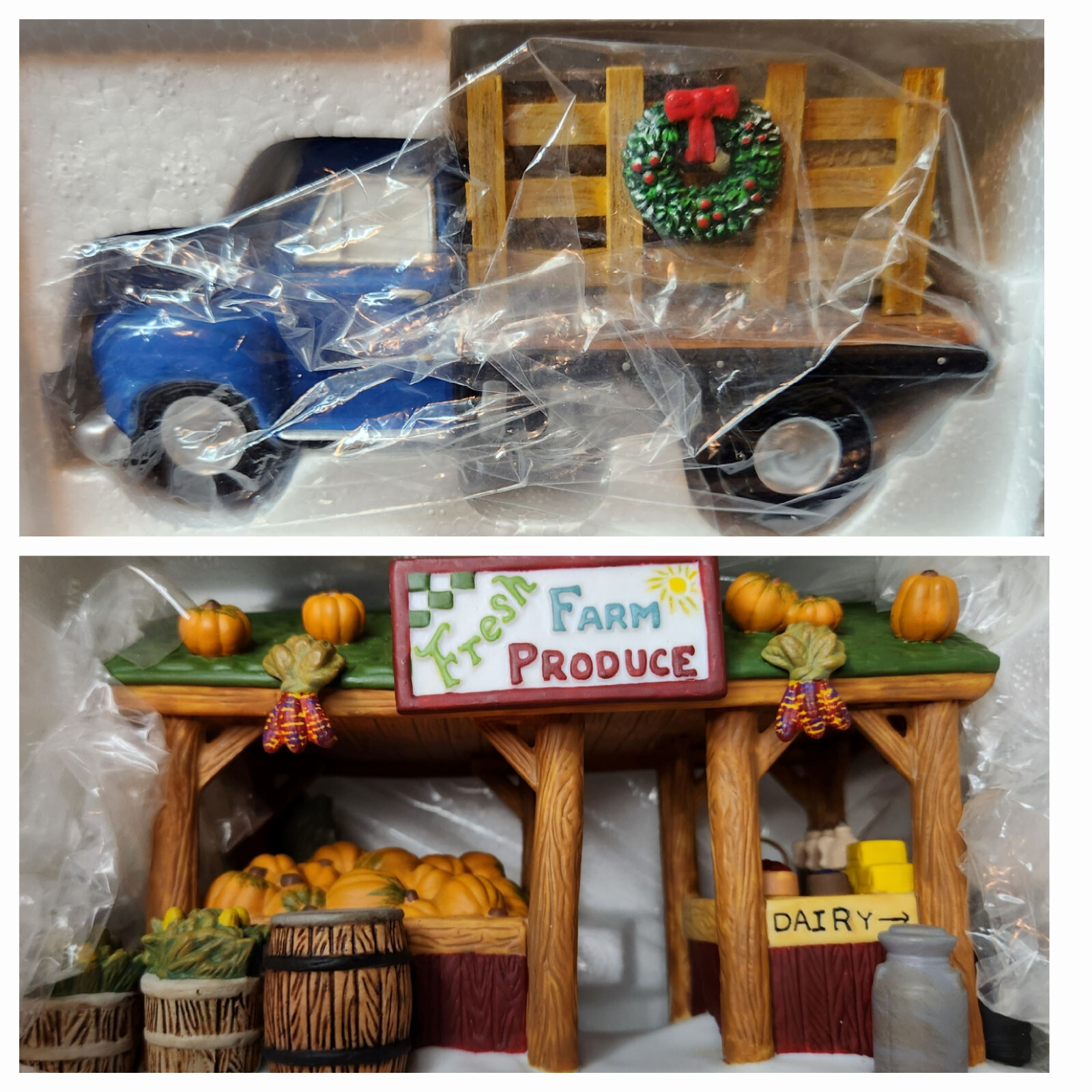 LOT of 2 Dept 56 FARMER’S MARKET Stand & FLATBED Truck 56637 & 54955 NEW