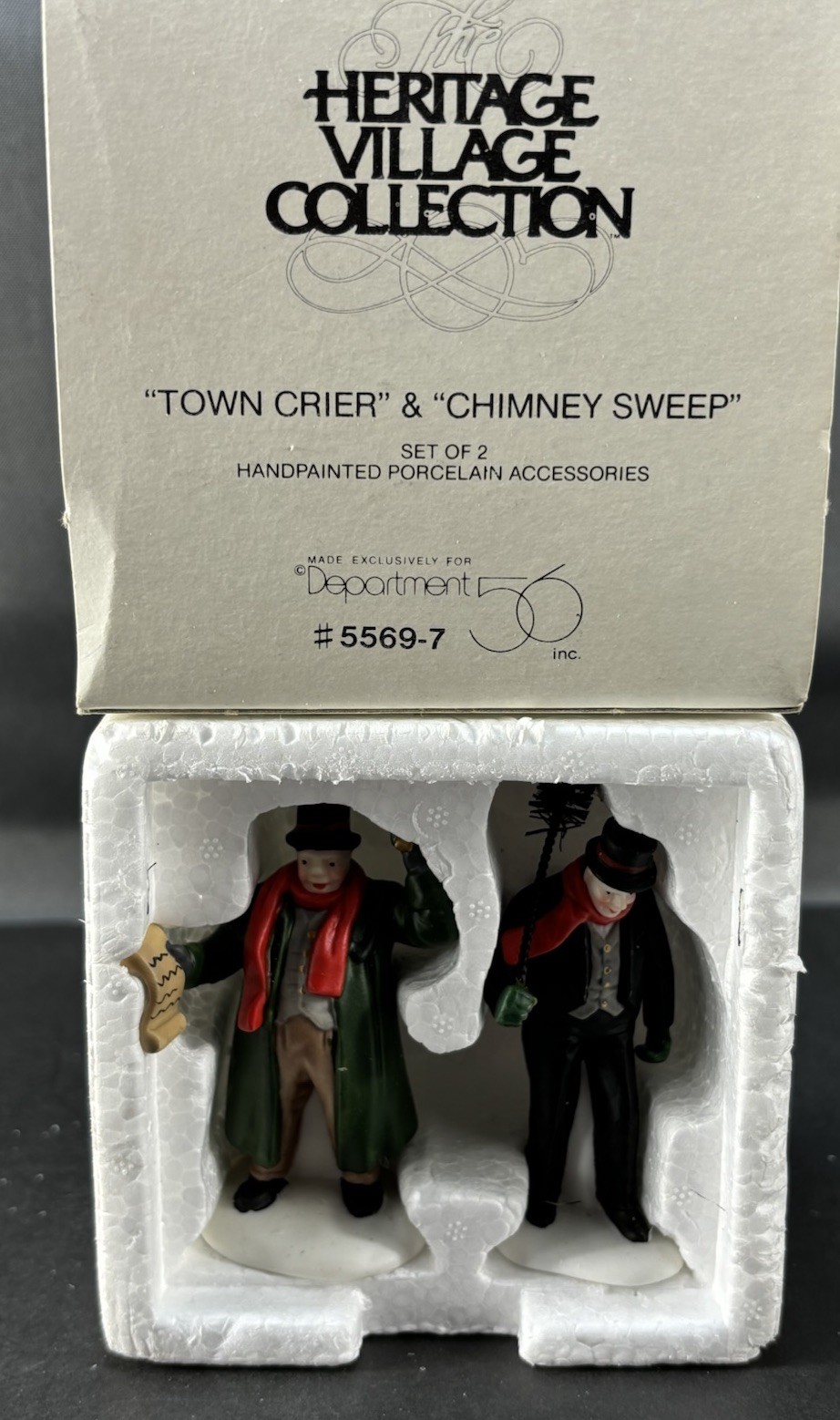 Dept 56 Town Crier & Chimney Sweep Heritage Village Set of 2 Figurines #55697