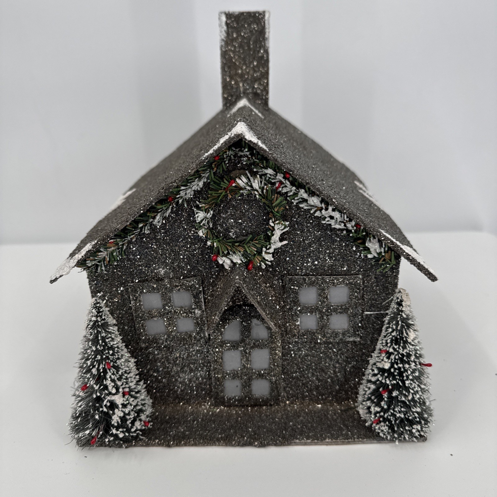Christmas Cardboard Glitter House Holiday Decor Whimsygoth Glitter Light up