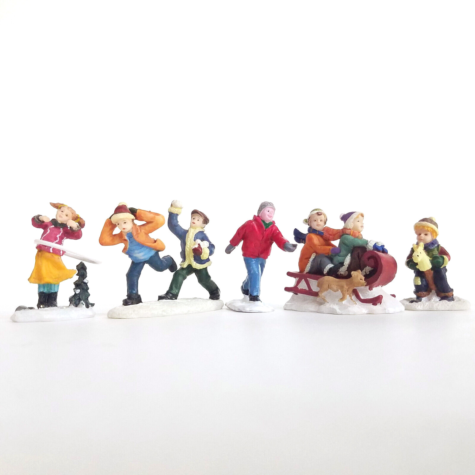 Santa’s Workbench 2004 Winter Sports Figurines 7322829 Children Playing In Snow