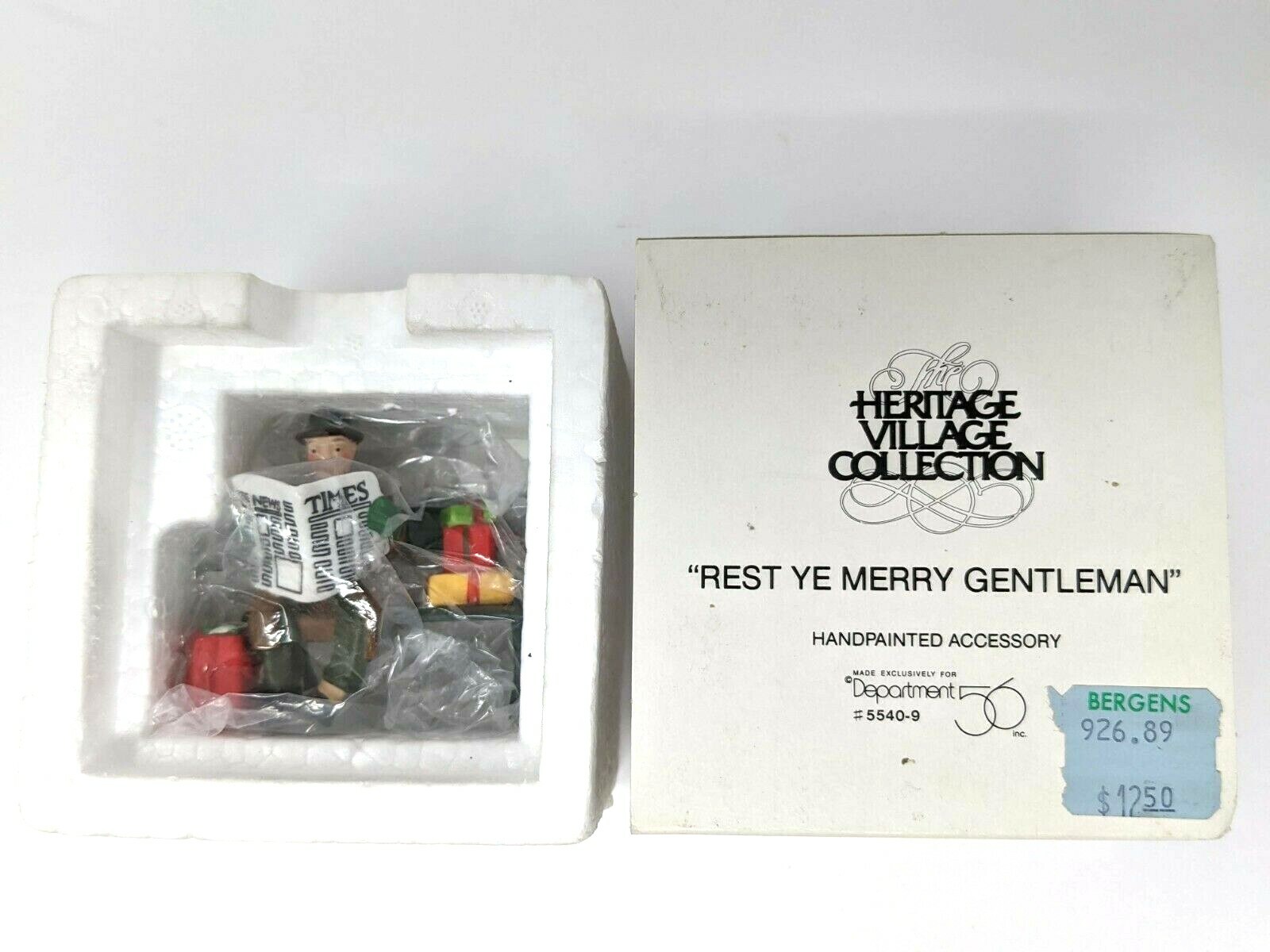 Dept 56 Heritage Village #5540-9 Rest Ye Merry Gentleman Retired
