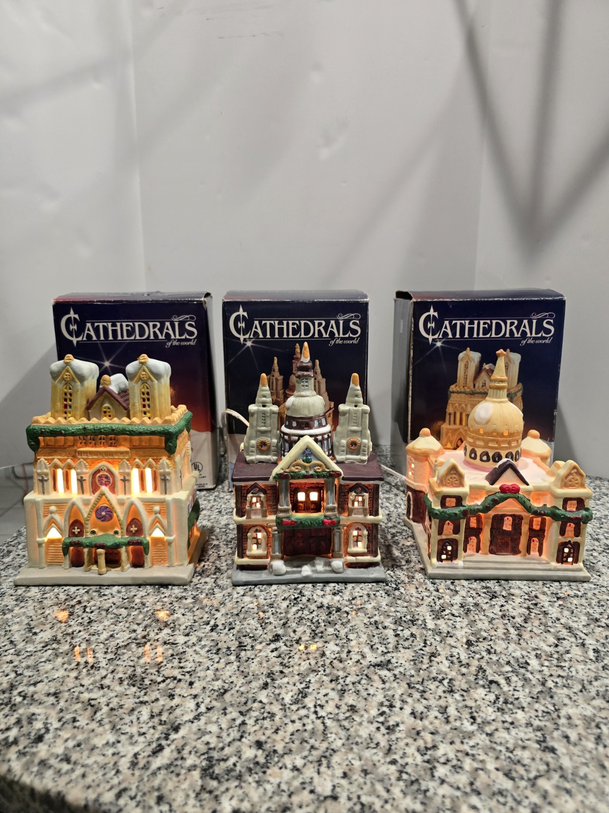 Cathedrals of The World Lighted And Music Box Set of 3