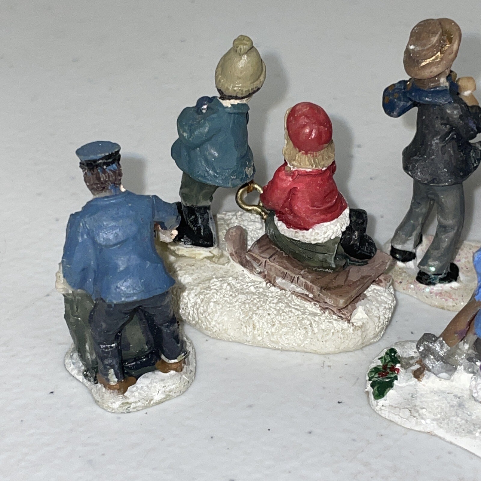 Vintage Christmas Village Figurine Lot Small Resin Village Holiday Figure Lot