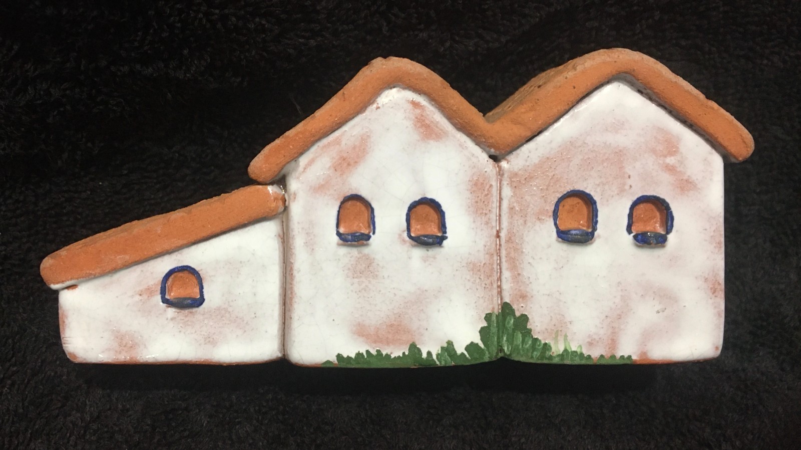 Vintage Mediterranean Ceramic Mini House Village Figurine Hand-Painted