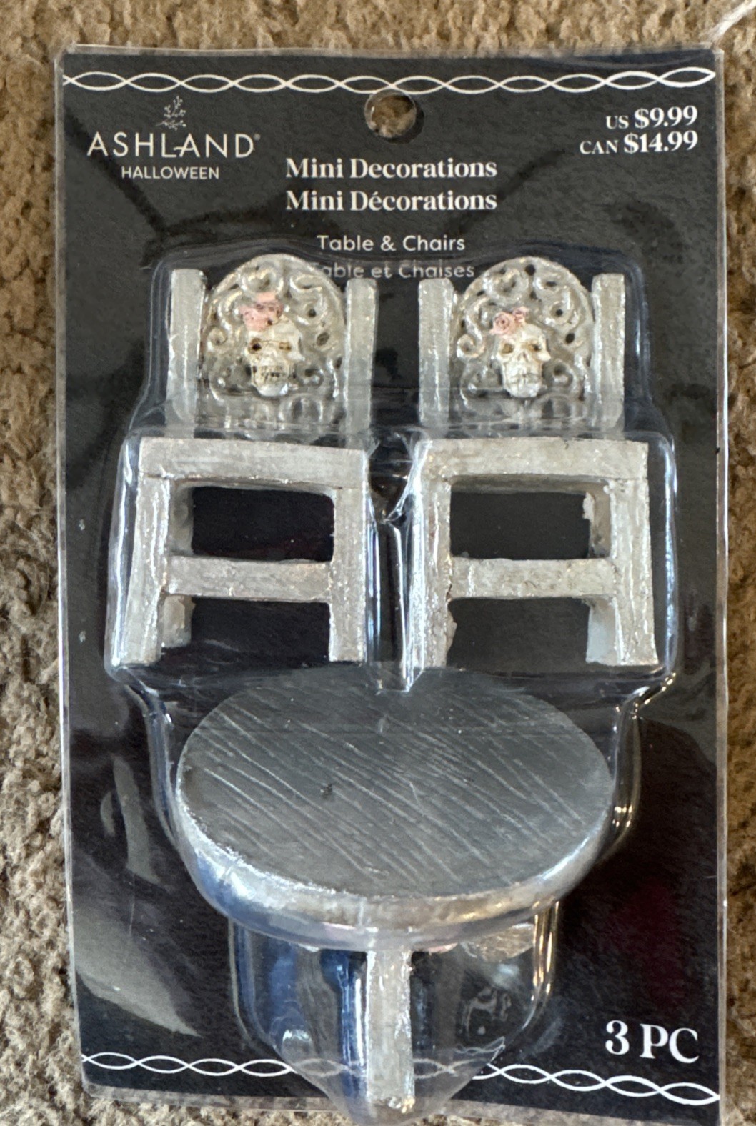 ASHLAND HALLOWEEN MINIATURES TABLE AND CHAIRS NEW IN PKG SEANCE TABLE & CHAIRS