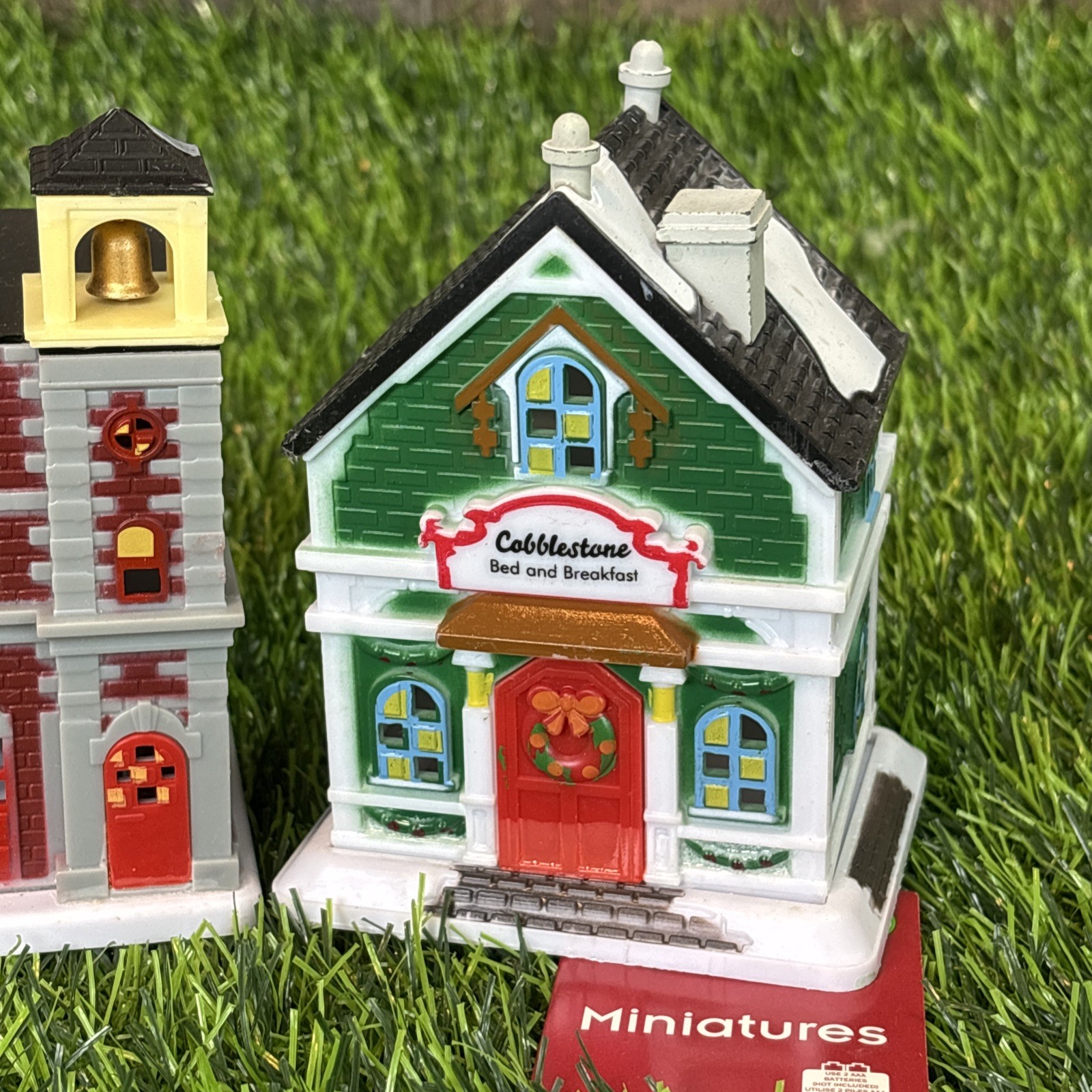 Lighted Christmas Village Houses Set of 2 NEW w/ Tags Tested Working