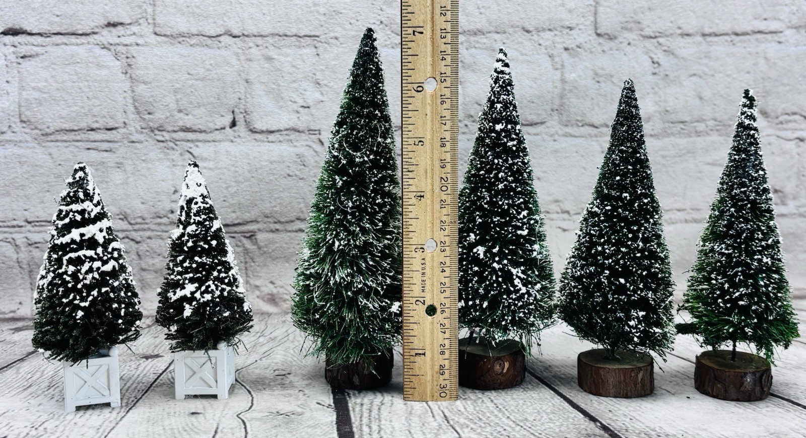 Department 56 Village Frosted Topiary Trees Set of 4 5201-9 & Potted Pair 5192-6