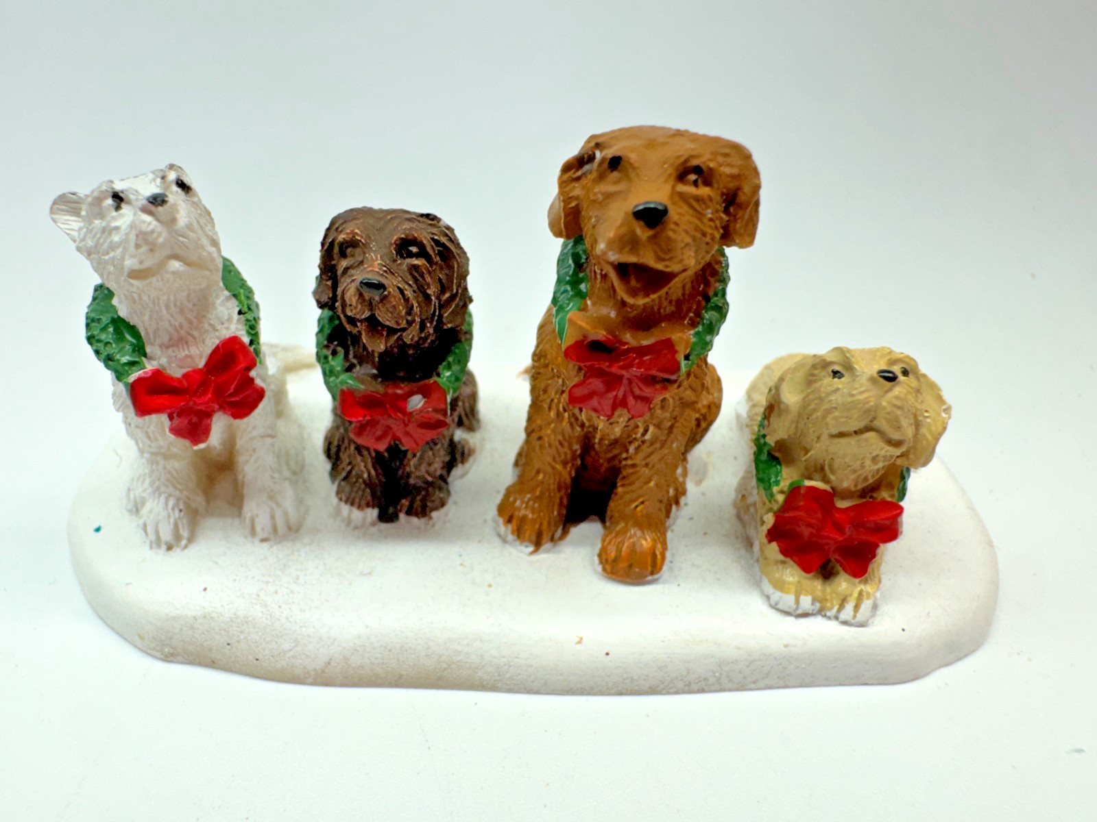 Holiday Time -Christmas Pooch -Holiday Village Accent -Set Of 4 Decorative Dogs