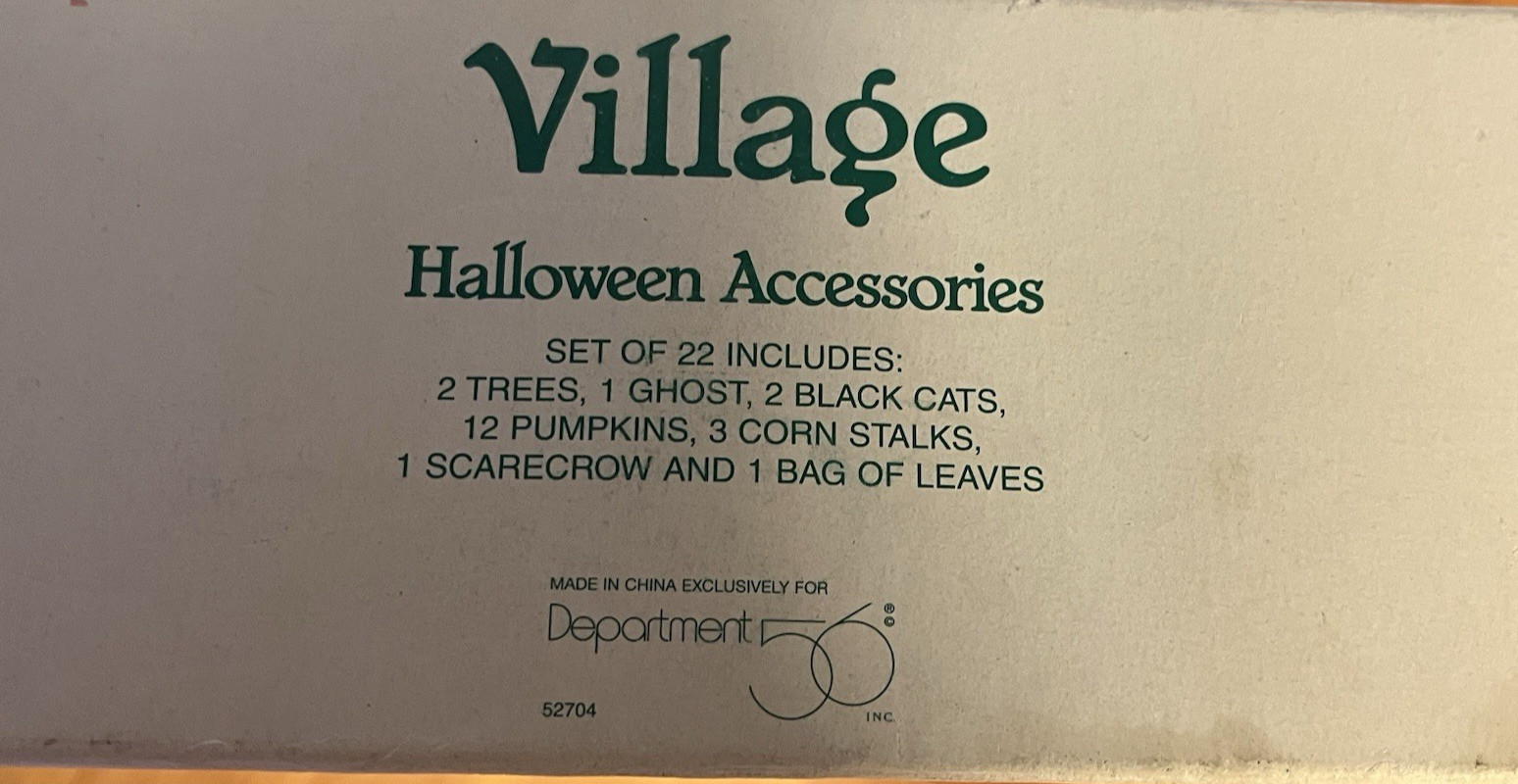 Dept 56 Halloween Village 22 Piece Set Complete Ghost Trees Black Cats Pumpkins