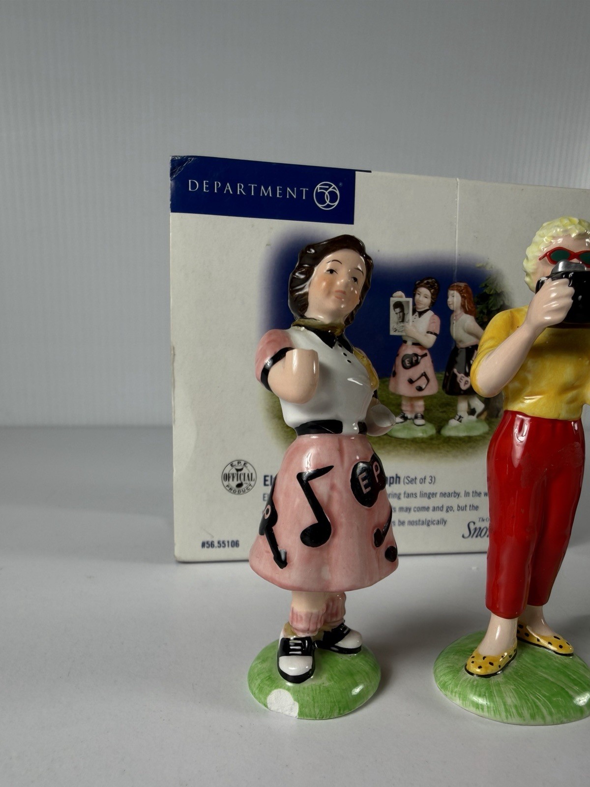 Set 3 Dept 56 Teen Girl Figurines Elvis Presley’s Autograph 55106 – Broken As Is